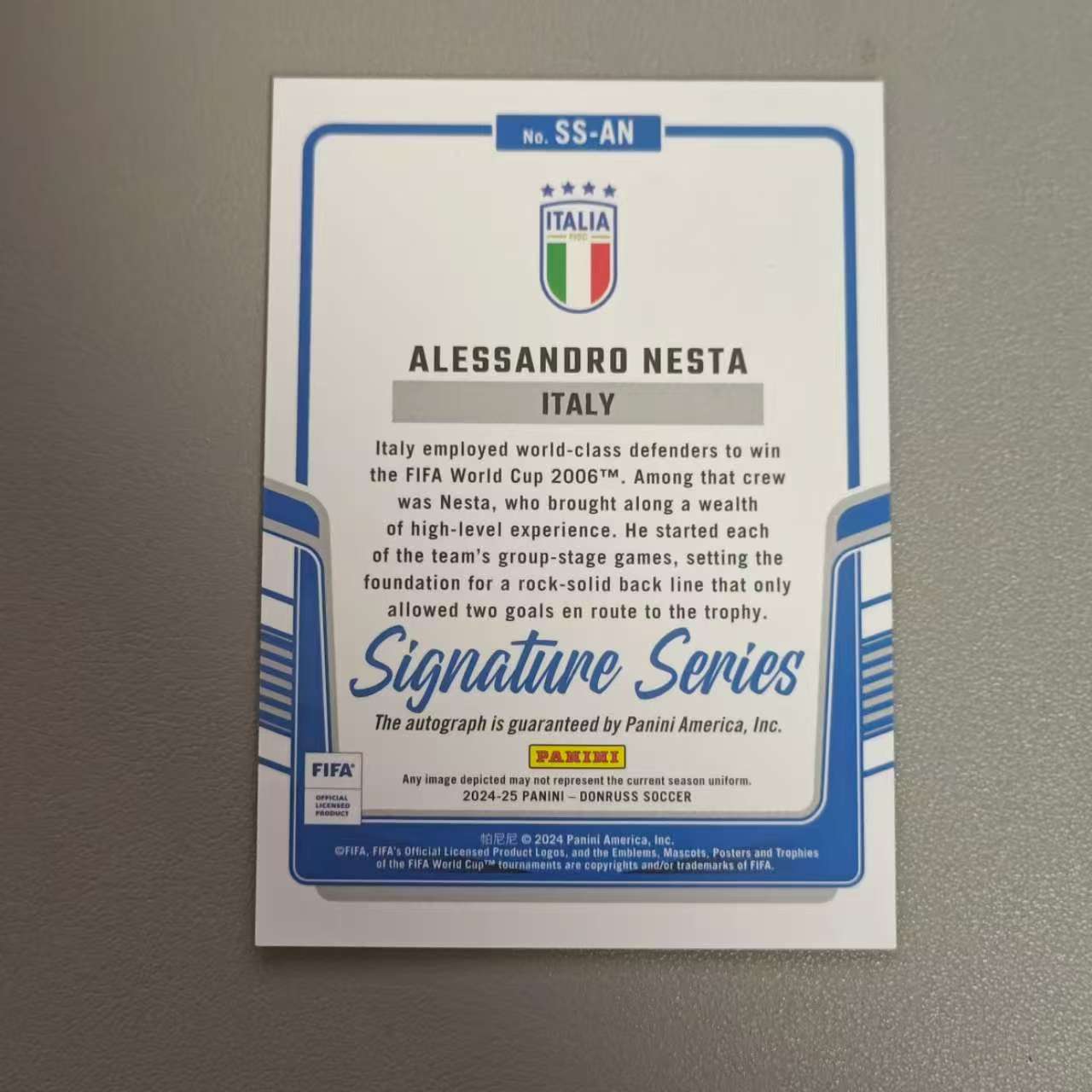 2024-25 Panini Donruss Alessandro Nesta 面包#意大利 内斯塔 签字 SS签 收藏必备 杜蕾斯 卡品细节看图