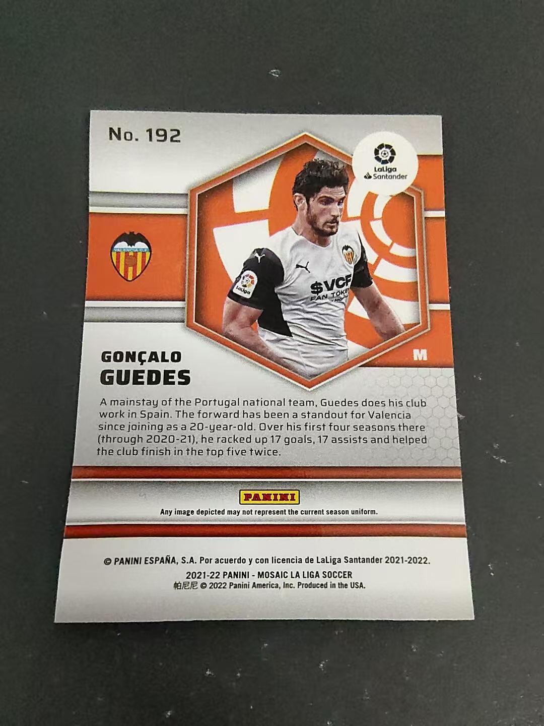 【可合并,不累计】2021-22 Panini Mosaic goncalo guedes 格德斯 瓦伦西亚 西甲 马赛克 划痕 边角瑕疵 #192