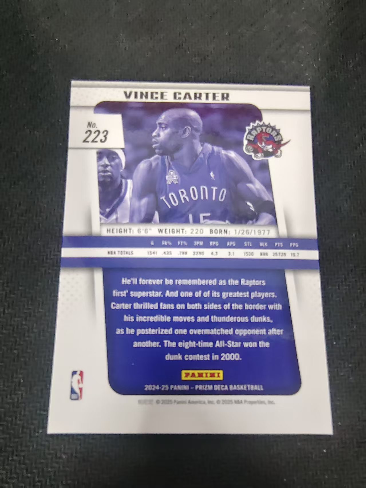 【可合并,不累计】2024-25 Panini Prizm Vince Carter Deca 文斯 卡特 猛龙 PZ 复刻 划痕 边角瑕疵 #223