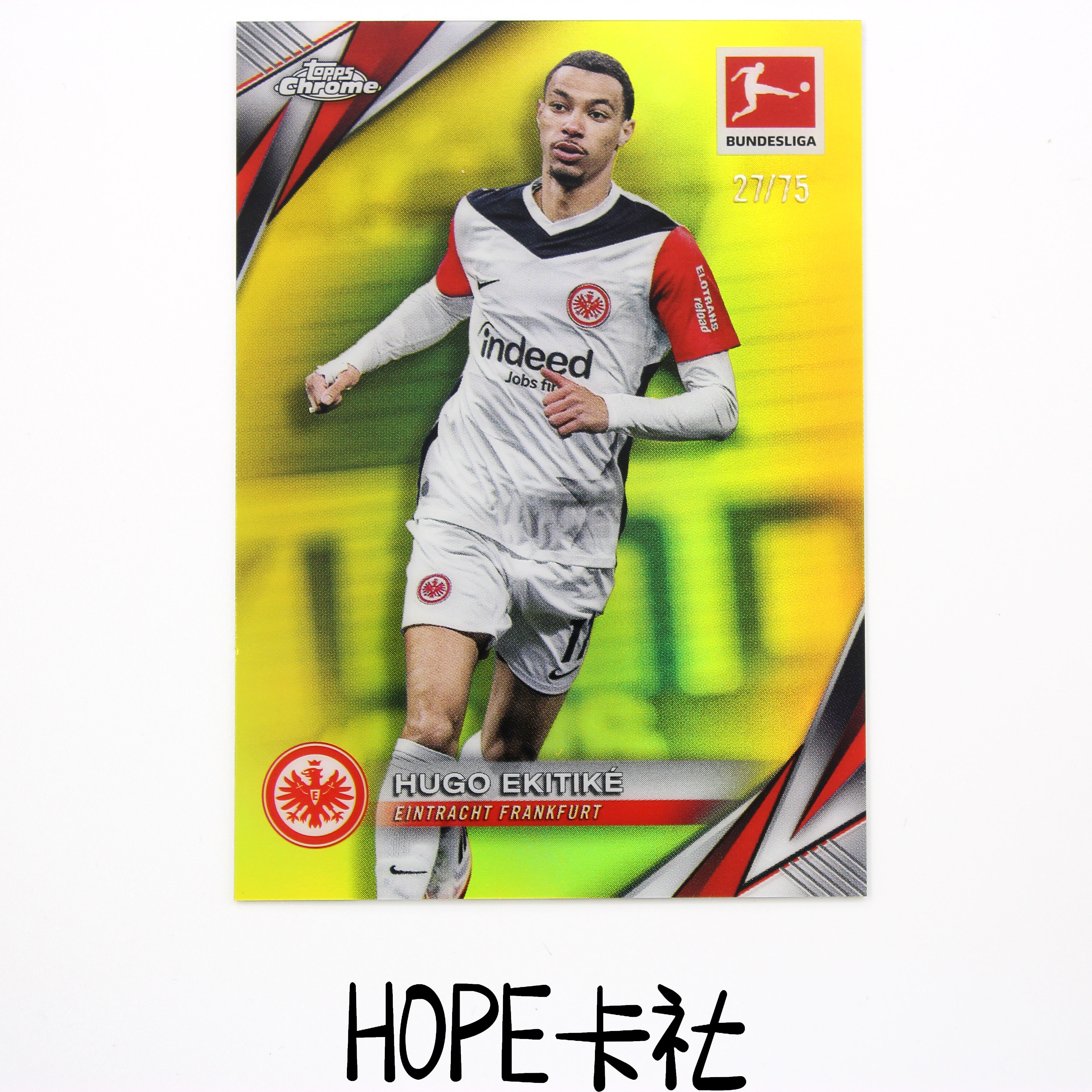 2024-25 Topps Chrome Hugo Ekitike 利物浦前场新星 雨果 埃基蒂克 27/75编正金折【HOPE代卖(4.5%含卡淘)】