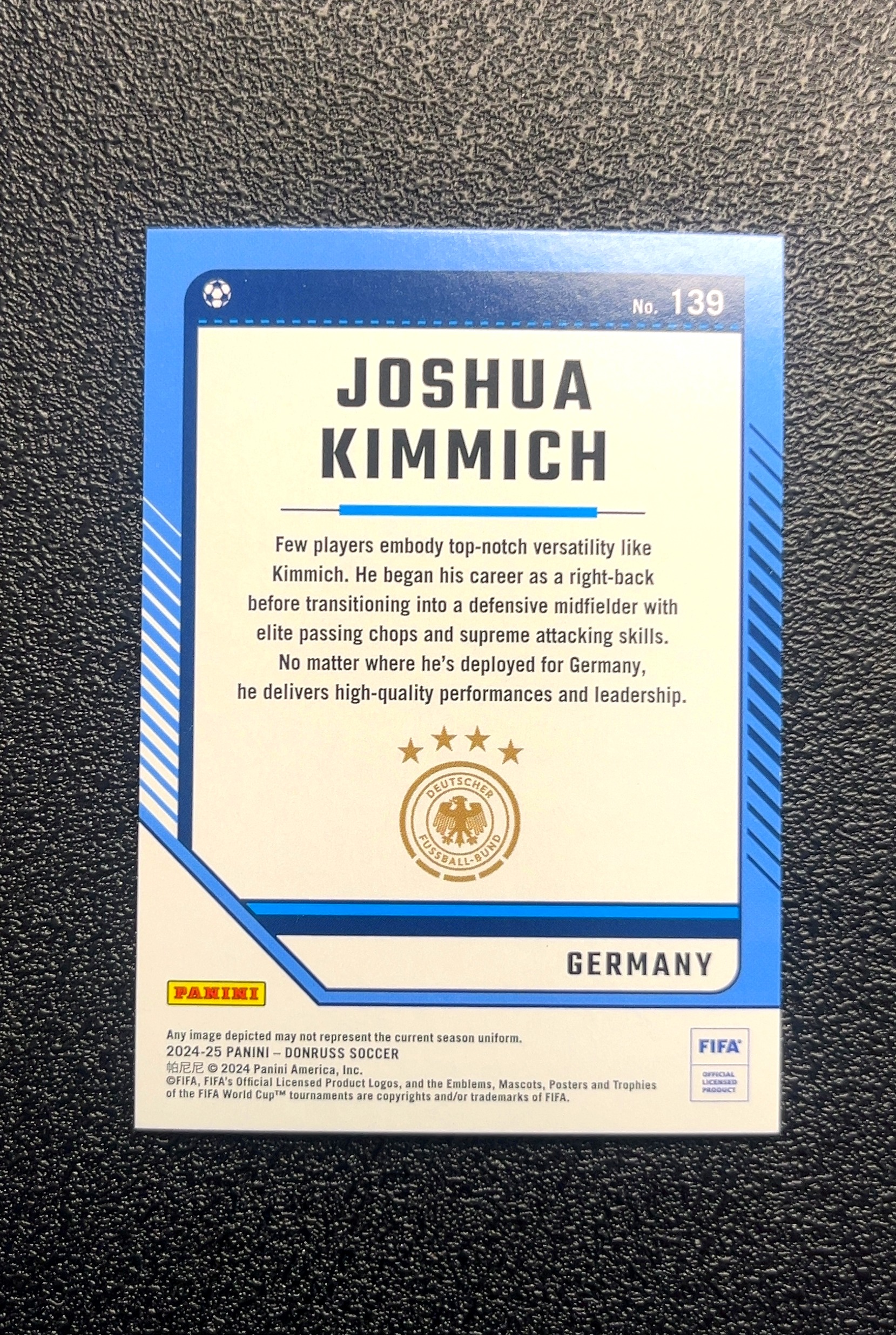 【小白1%代卖】2024-25 Panini Donruss Joshua Kimmich 约书亚·基米希 银瀑布折 折射 卡品如图 高价值 #139 GERMANY 德国 0018#368