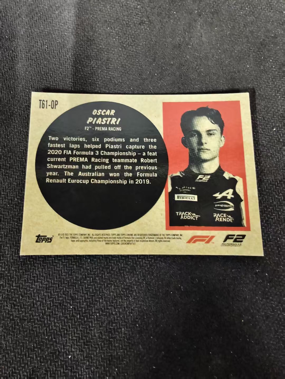 2021 Topps Chrome F1 Oscar Piastri 奥斯卡 皮亚斯特里 迈凯伦车队 银折 F1 划痕 边角瑕疵 #OP