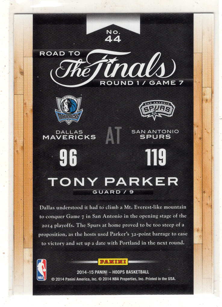 2014-15 Panini Hoops Tony Parker 【来拆波卡】马刺 总决赛之路 托尼帕克 首轮 2014编 cjzs