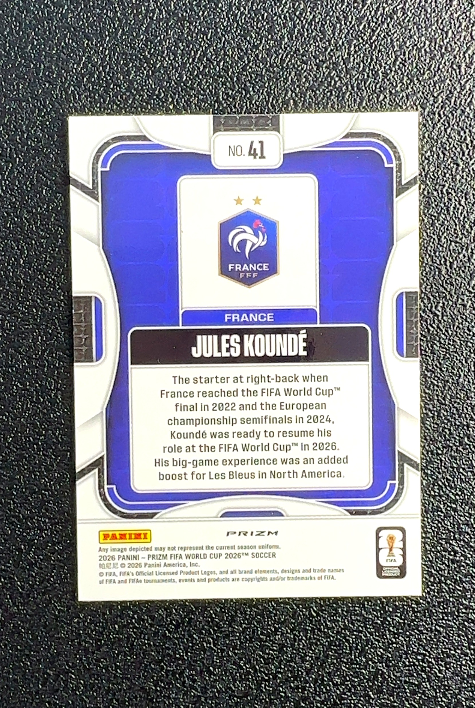 【岛屿拍卖】2026 Panini Prizm Jules Koundé 朱尔斯·孔德 银折 折射 卡品如图 高价值 #41 FRANCE 法国 0023#165