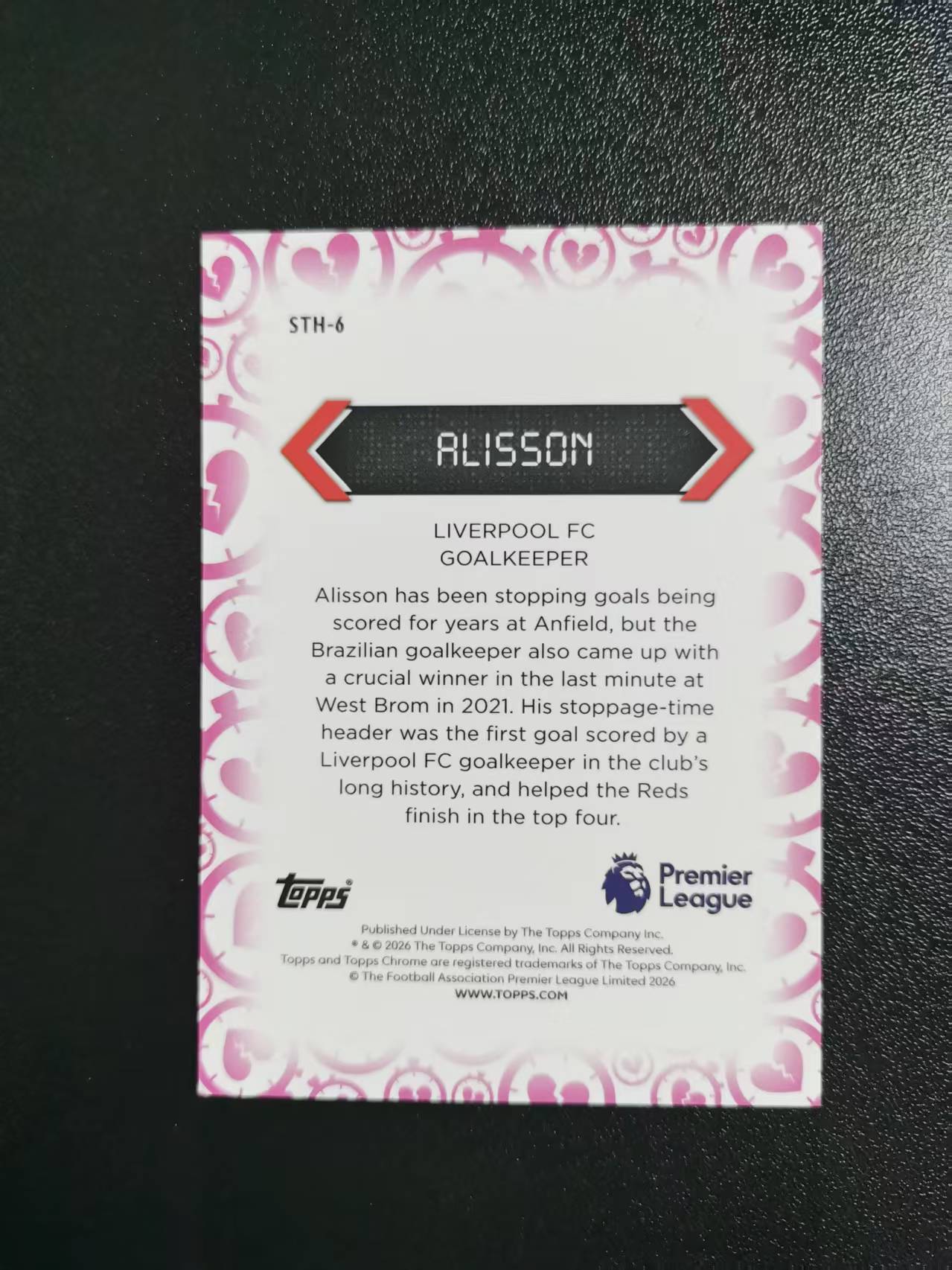 2026 Topps Chrome Alisson 阿利松 利物浦 巴西 英超TC 折射 收藏凑套 卡品如图 免费代拍CC13