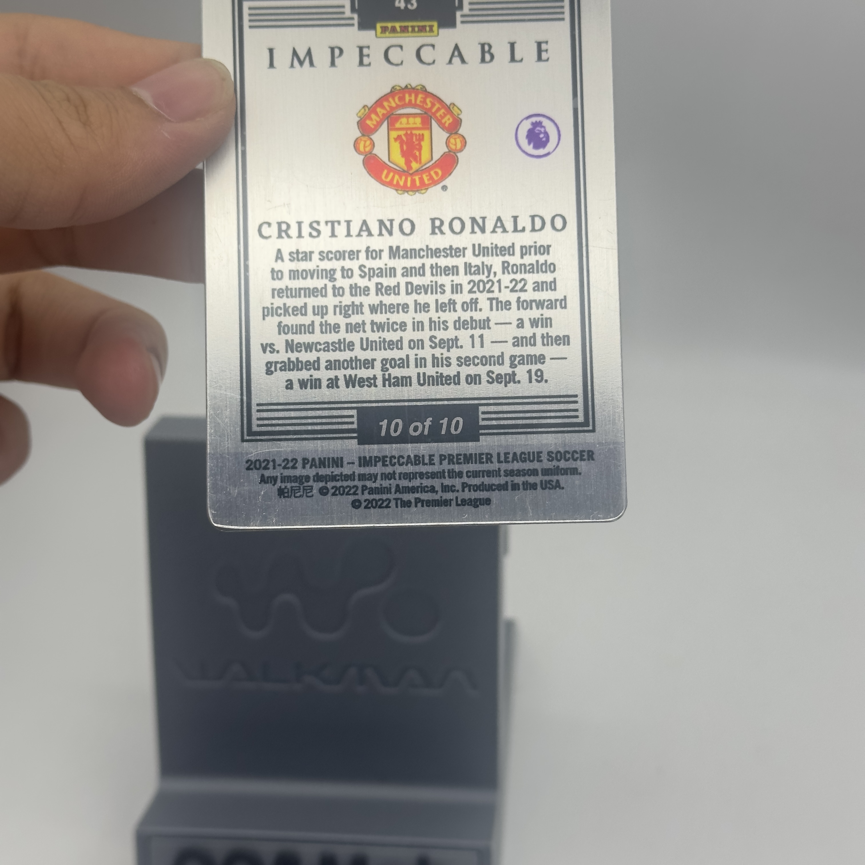 2021-22 Panini Impeccable Cristiano Ronaldo 英超 小真金 葡萄牙皇马曼联尤文 克里斯蒂亚诺 罗纳尔多 C罗 超低编 10/10编 铁板 金折 折射 微瑕如图