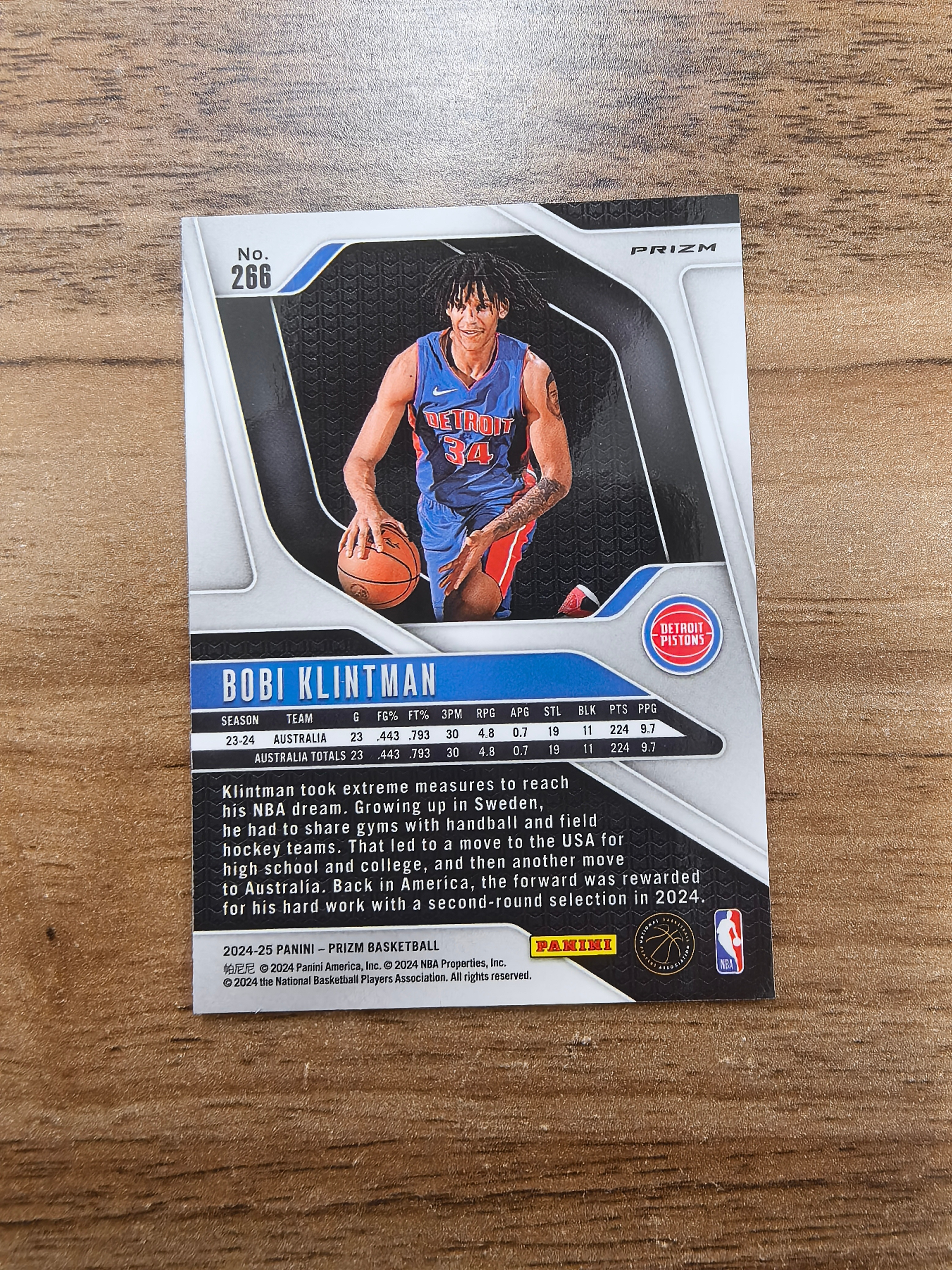 2024-25 Panini Prizm Bobi Klintman RC PZ 博比克林特曼 新秀 白点点折 折射 微瑕 实卡精美 卡品如图 收藏必入 流浪