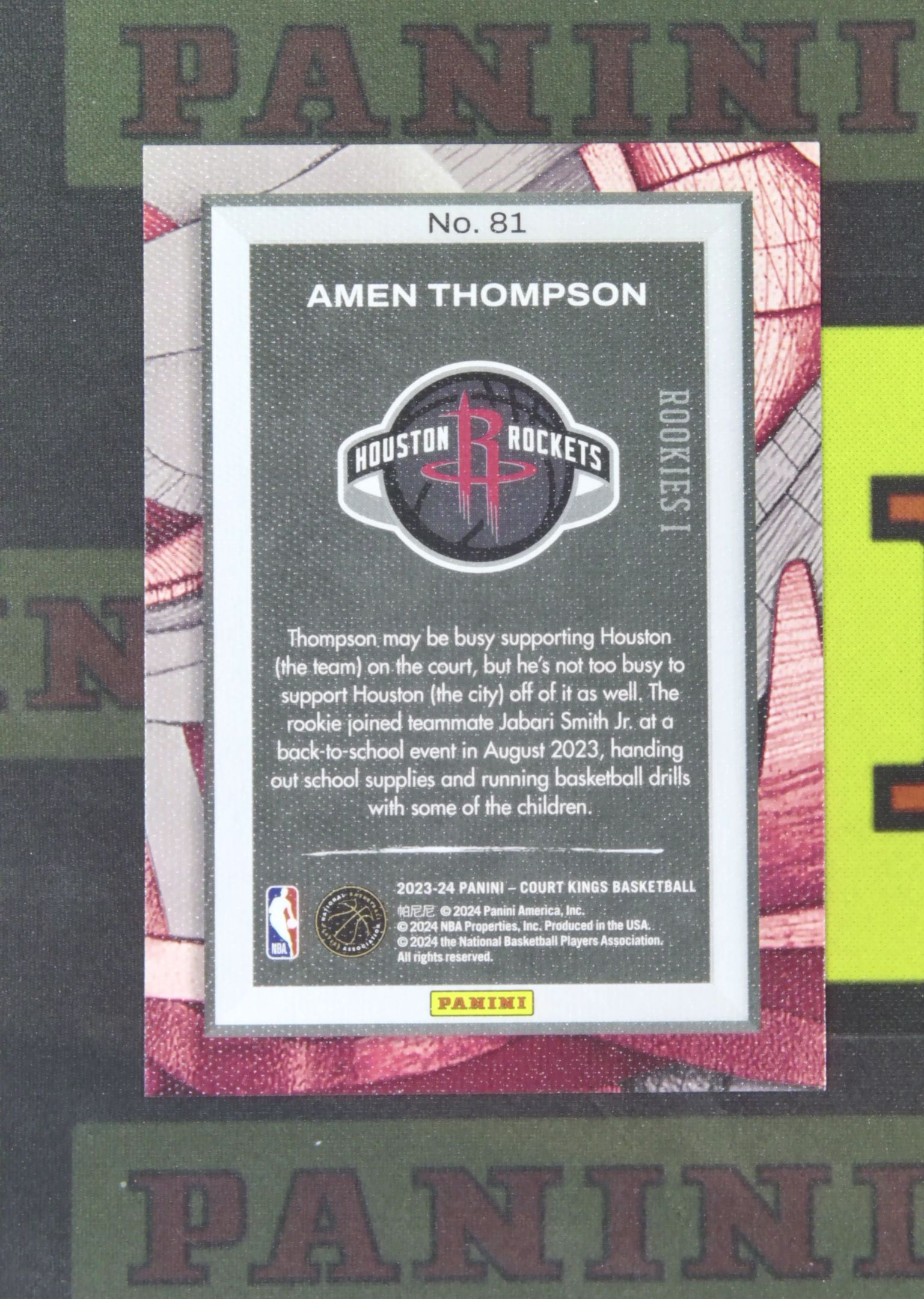 2023-24 Panini Court Kings Amen Thompson RC Nirvana Project 阿门 汤普森 火箭 新秀 一级 油画 卡品如图 收藏必备 zz001