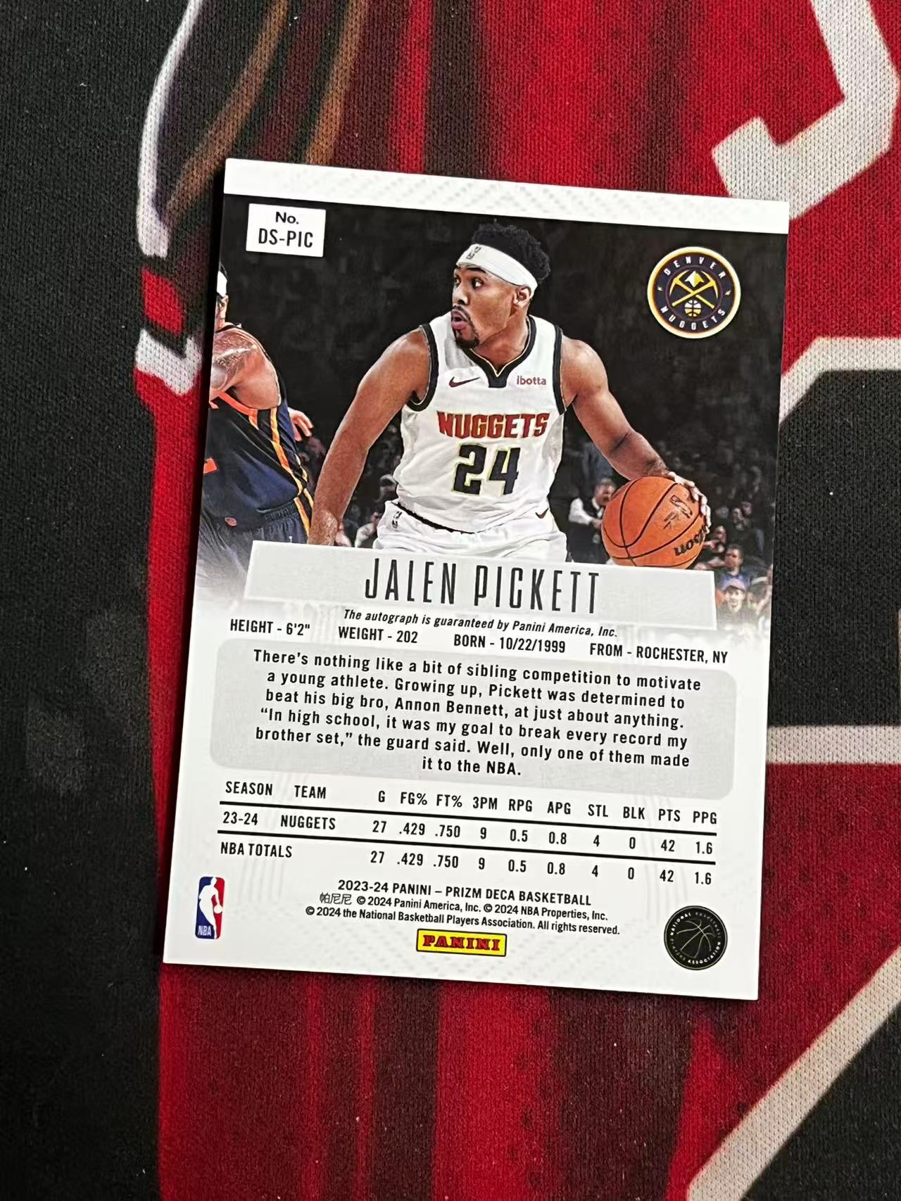 【接寄拍费率低至5%含卡淘手续费】2022-23 PANINI PRIZM PZ DECA 掘金 新秀RC 杰伦皮克特 签字卡 银折 折射 专收凑套必备【烂臭嘴拍卖】