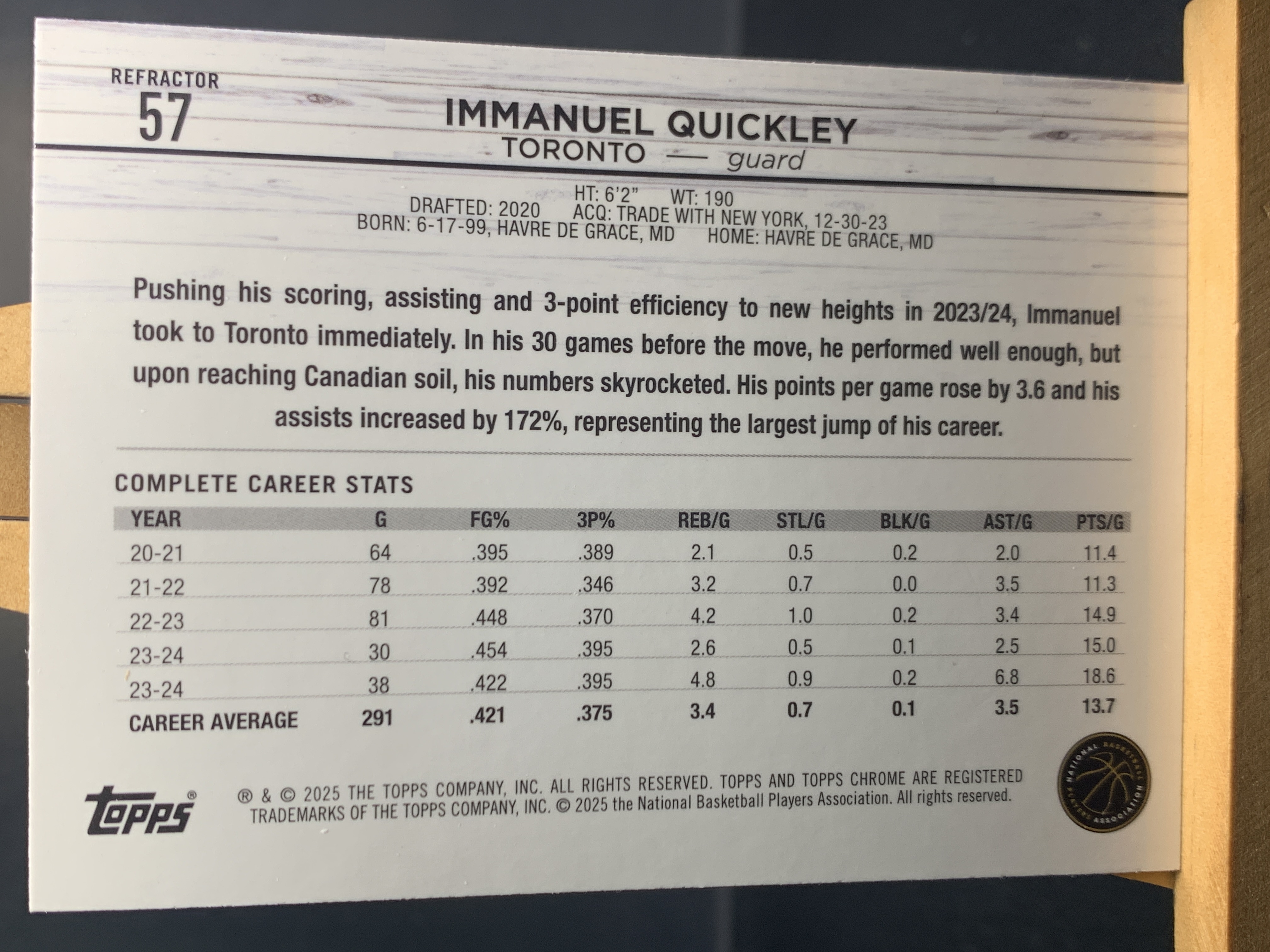 (S8) 2025 TOPPS 折射 伊曼纽尔 奎克利 近期大热球星 收藏必备 卡品如图 ! ! !