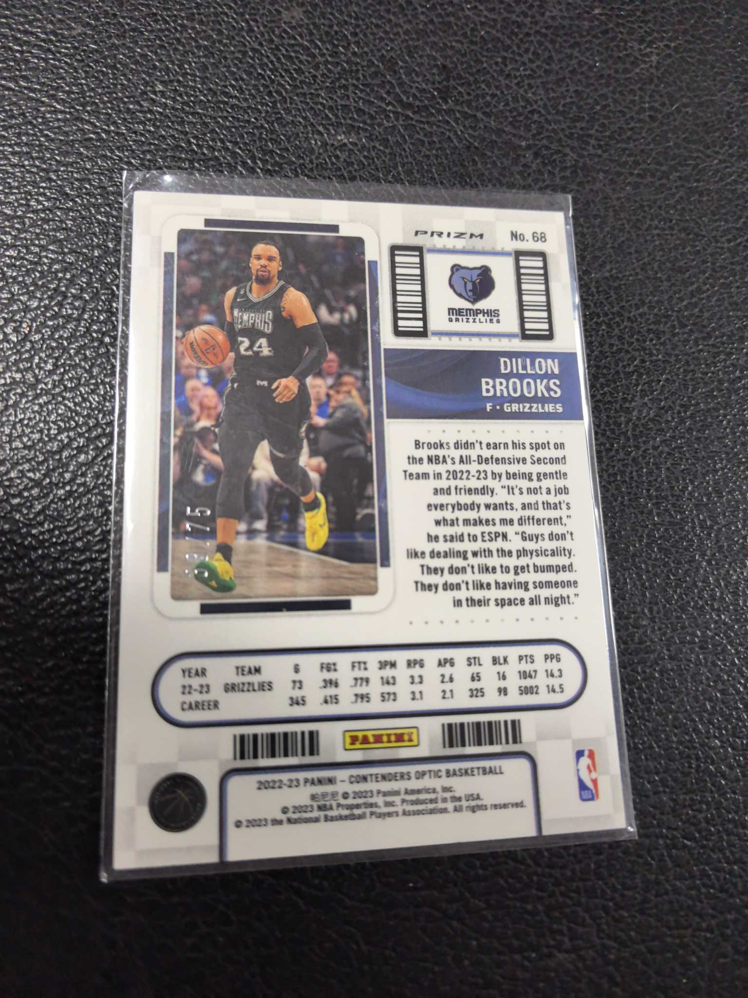 2022-23 狄龙 布鲁克斯 75编 球票 粉折 灰熊 太阳 火箭 10-8