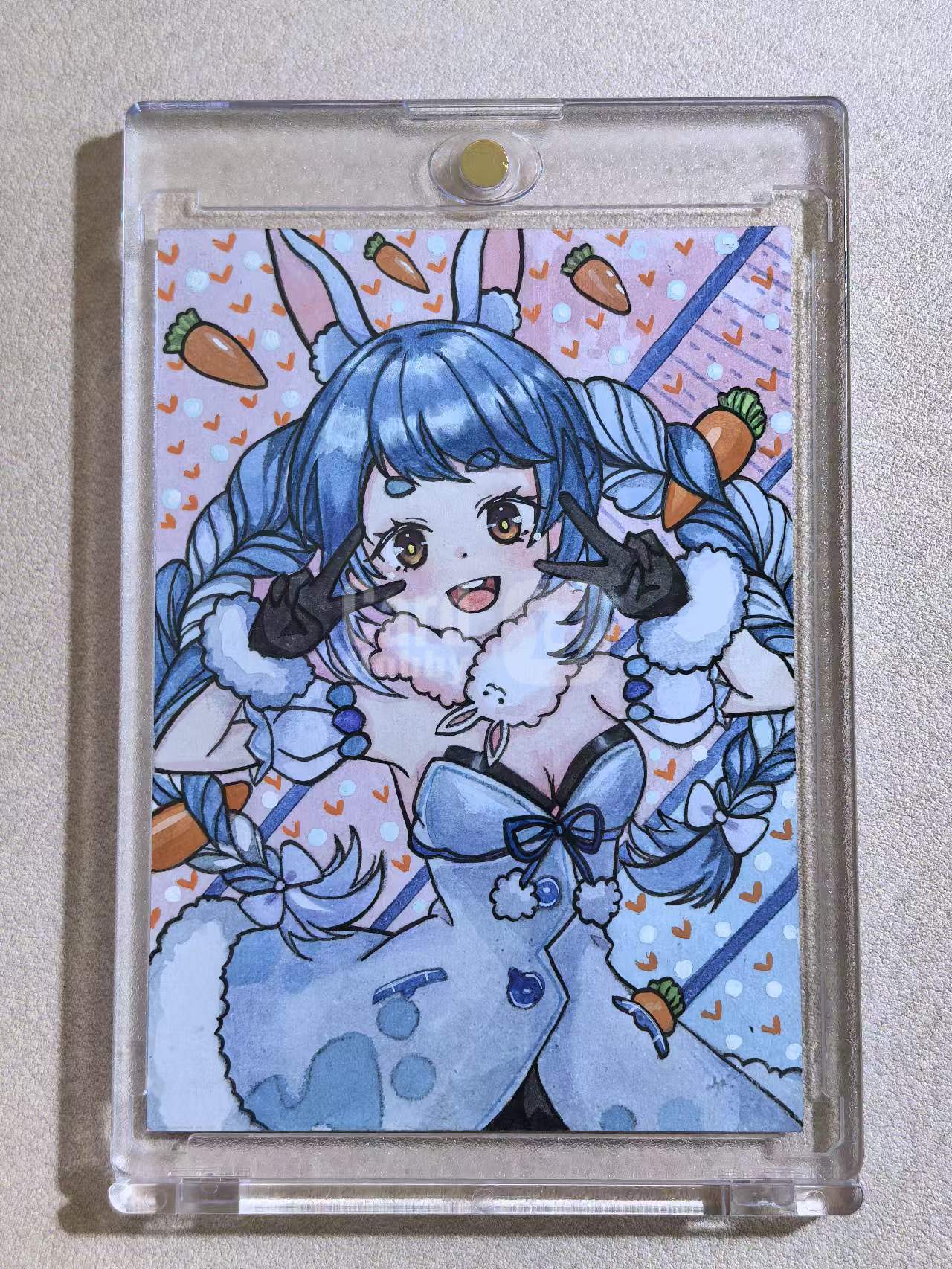 精品手绘 水云间工作室 “她”系列 1of1 画师签名在背面 “兔耳少女” 默认微瑕 卡品如图