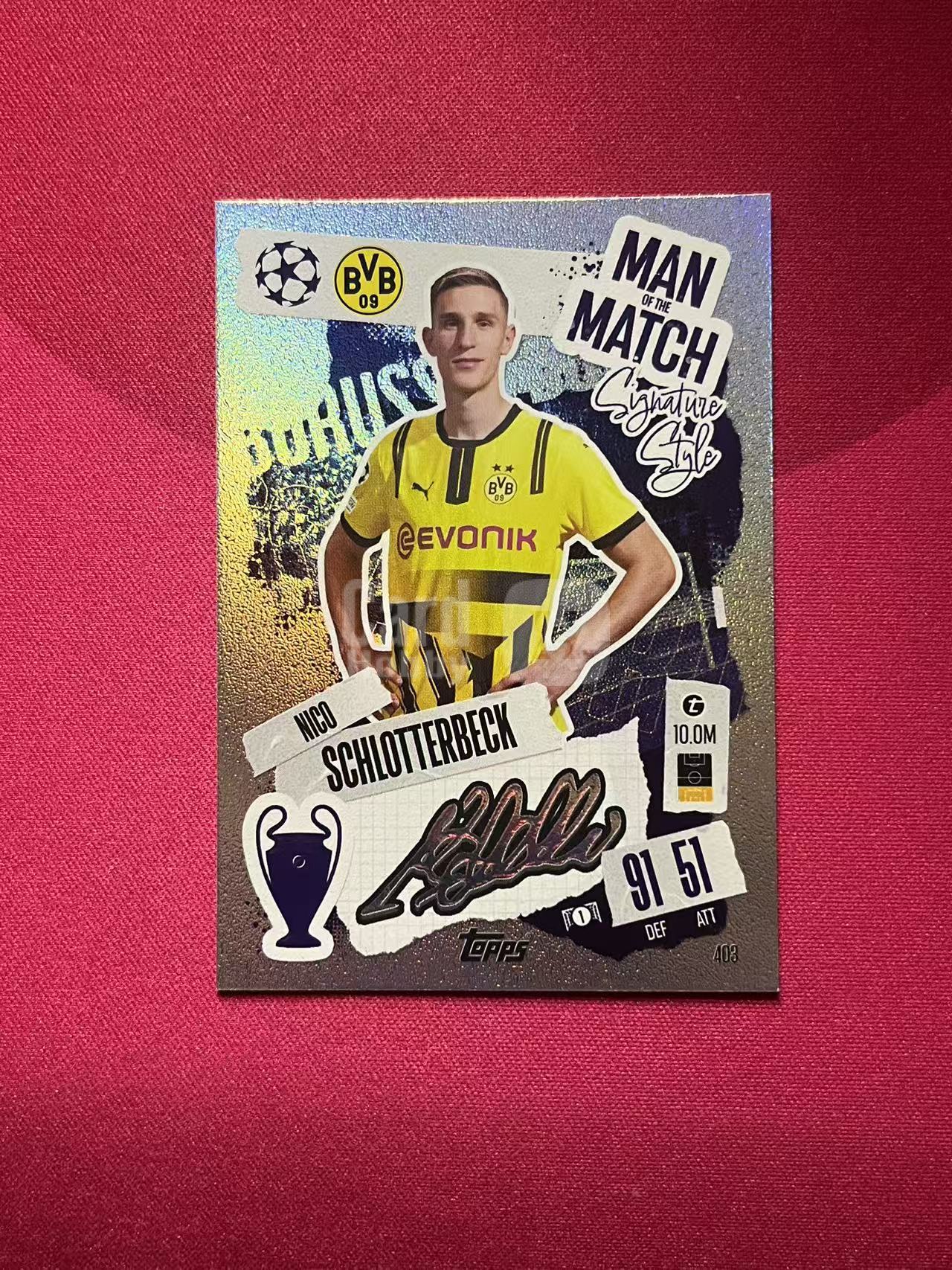 2024-25 Topps Match Attax Nico Schlotterbeck #403 印签 多特蒙德 尼科 施洛特贝克 游戏版 银折 D214