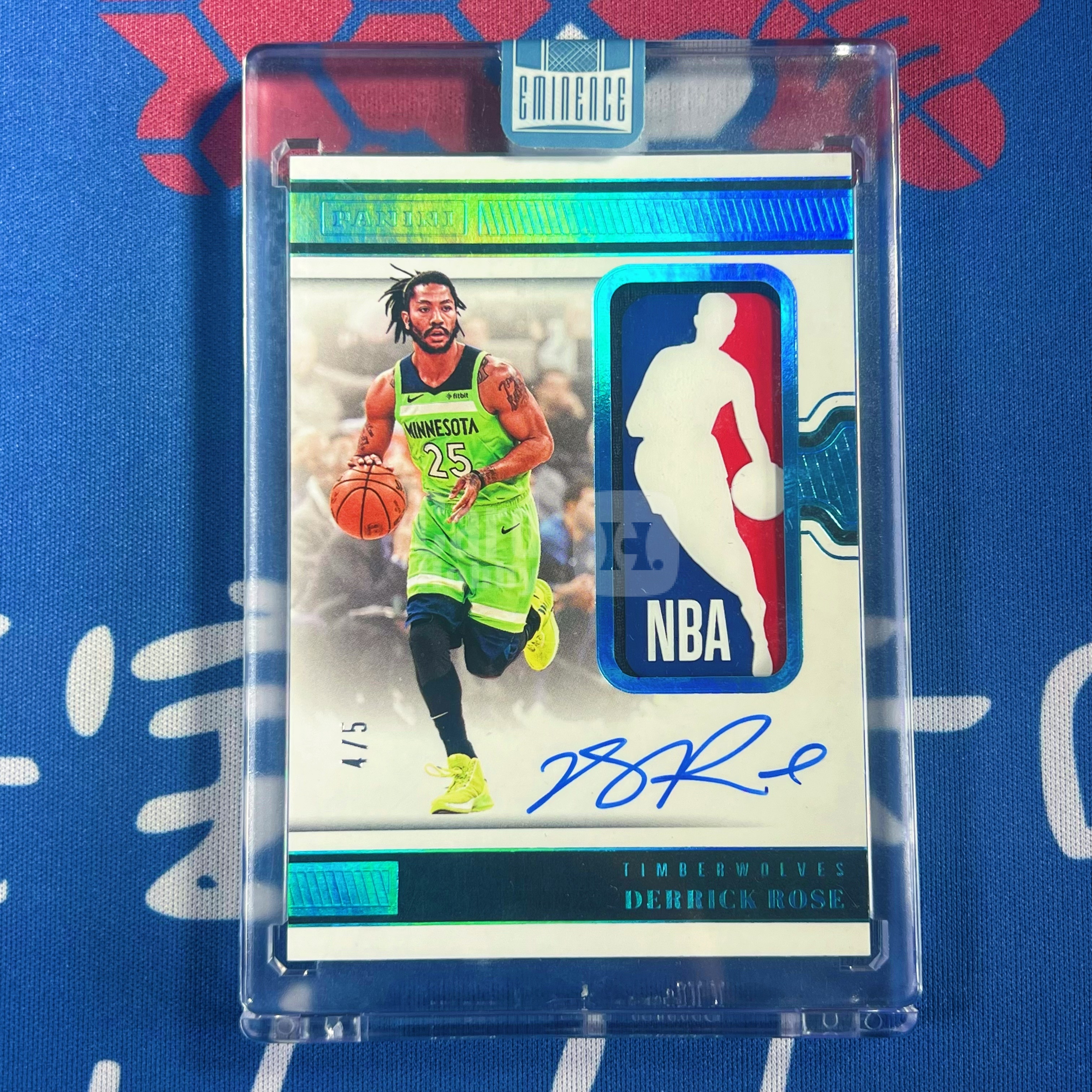 2024-25 Panini Eminence Derrick Rose 【海宝】末年大真金 森林狼 玫瑰 德里克罗斯 5编 湖水蓝闪 logoman签字卡 卡签 原封砖 收藏必备