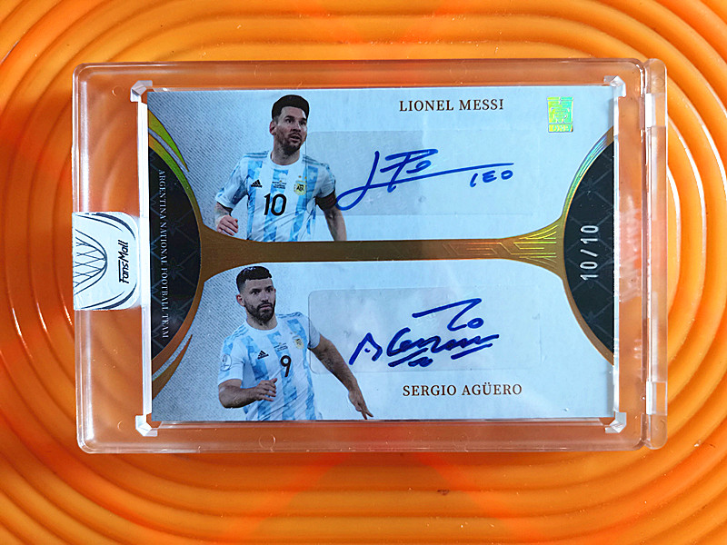 2022 上海范斯猫 fansmall 利昂内尔·梅西 /阿圭罗 (( 巨星 完美双签 金版 10/10 同背号 等同1/1 品好 )) ebay 奇迹 (( 含原封砖 ))