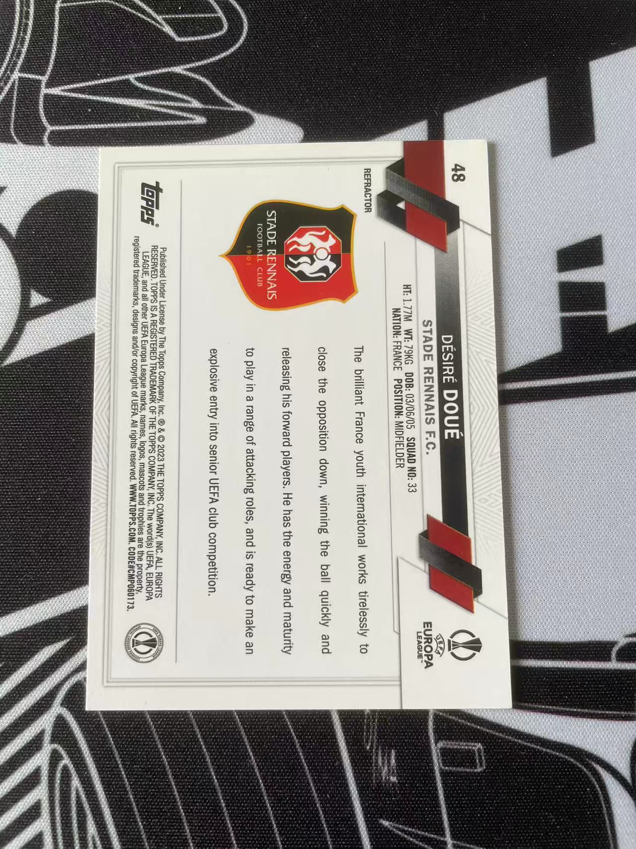 2023 Topps Chrome Desire Doue 欧冠 TC 雷恩 德西雷 杜埃 RC 新秀 银折 折射 巴黎圣日耳曼 欧战 投资 卡品如图 凑套必备