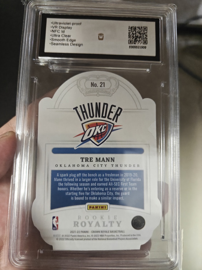 2021-22 Panini Crown Royale Tre Mann RC #21 BGS9.5 新秀年 变形虫折 特雷 曼恩 异形 皇冠 49编 保粹9.5分高分评级