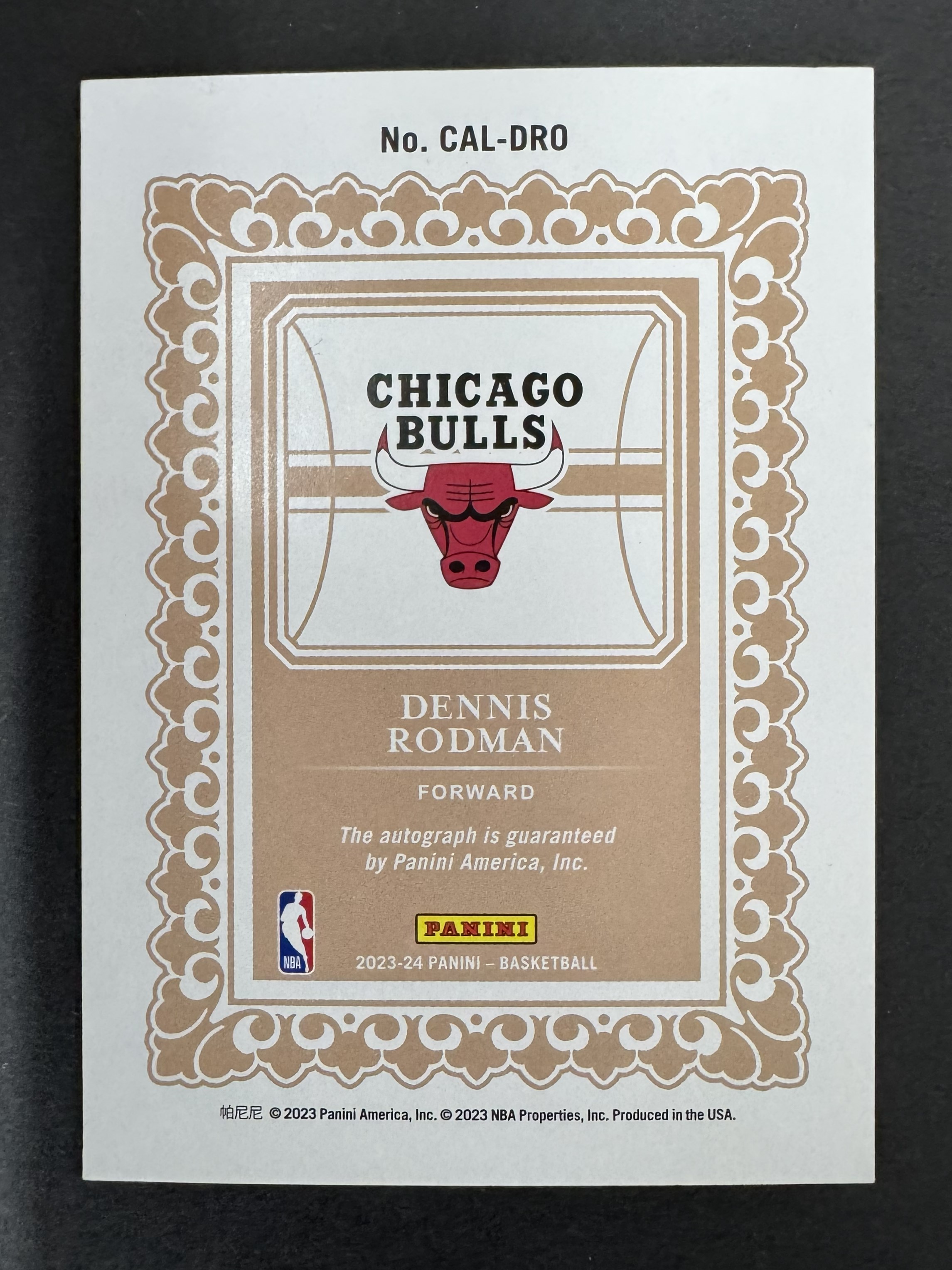 2023-24 Panini Impeccable Dennis Rodman #CAL-DRO 丹尼斯 罗德曼 大虫 插入签 CALLIGRAPHY 卡品如图