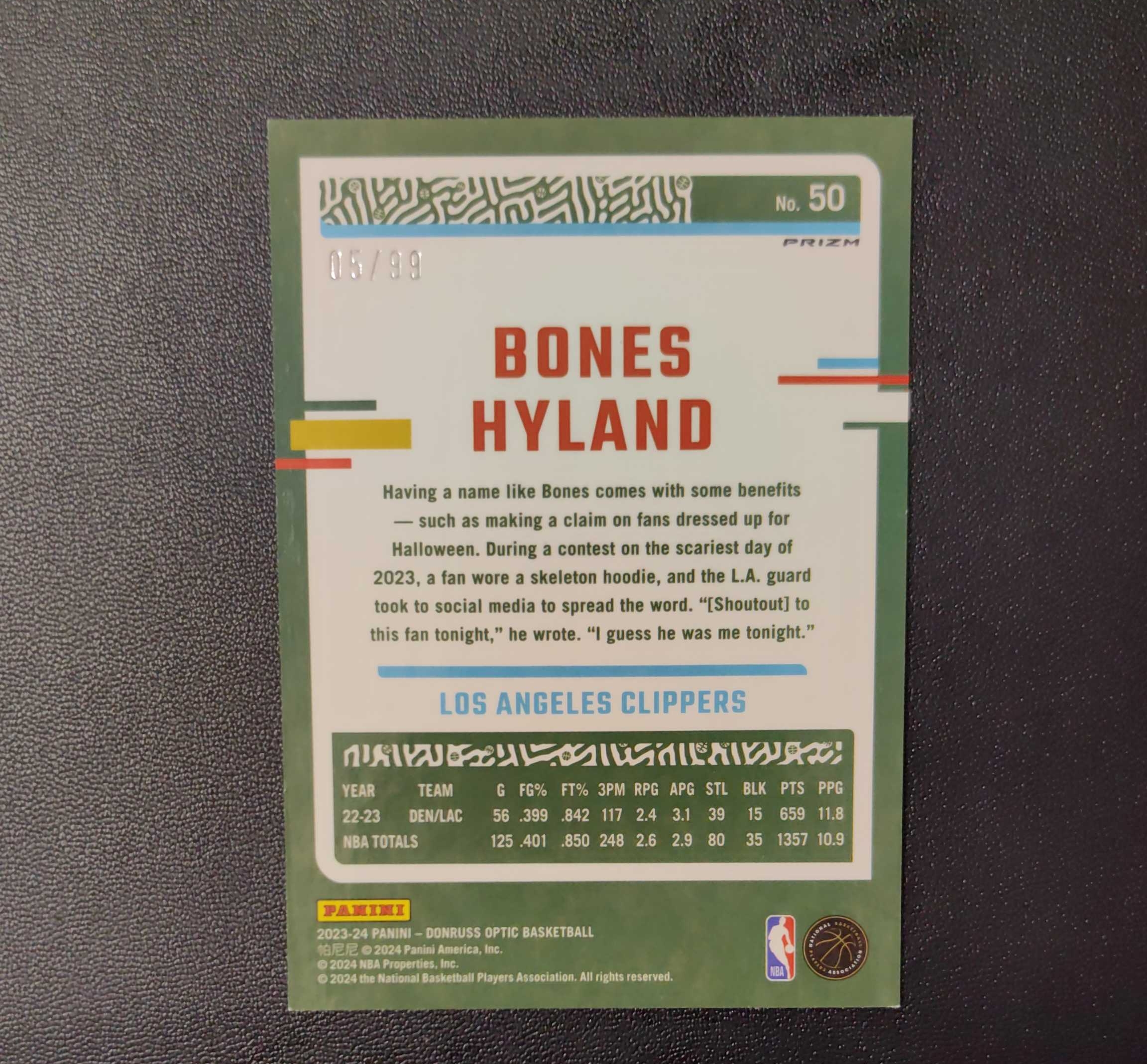 2023-24 帕尼尼 Donruss Optic Bones Hyland 杜蕾斯 快船 海兰德 99编 铜闪折 库里 东契奇 詹姆斯 勇士 湖人 文班亚马