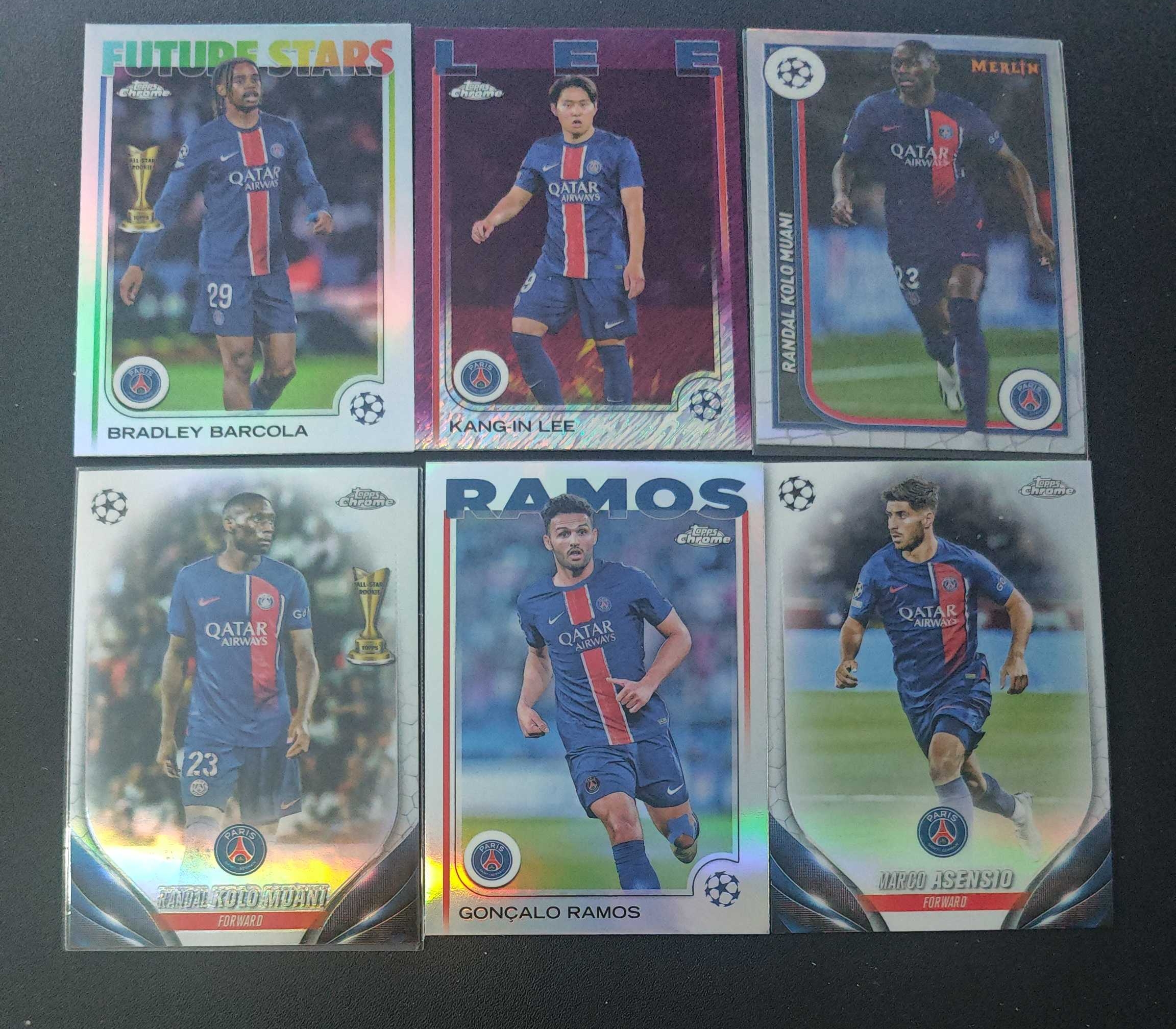 2024-2025 帕尼尼 Topps 大巴黎 巴尔克拉 李刚仁 紫折 穆阿尼 拉莫斯 阿森西奥 特卡 银折 RC 新秀 卡品如图 lot 6张打包 【可合并不累计】