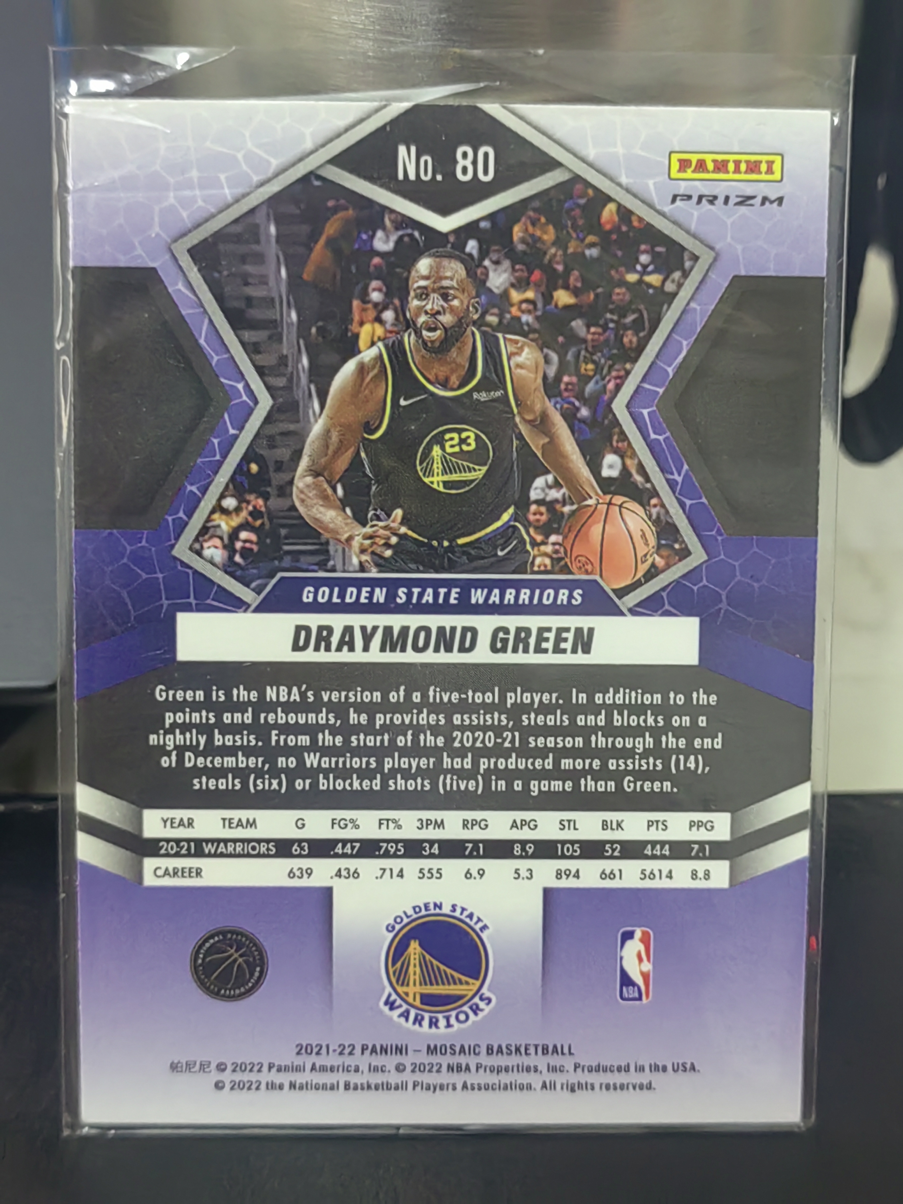 2021-22 Panini Mosaic Draymond Green 马赛克 红波纹 德雷蒙德 格林 勇士 追梦 格林 篮 白边白角 不保卡品 卡品如图