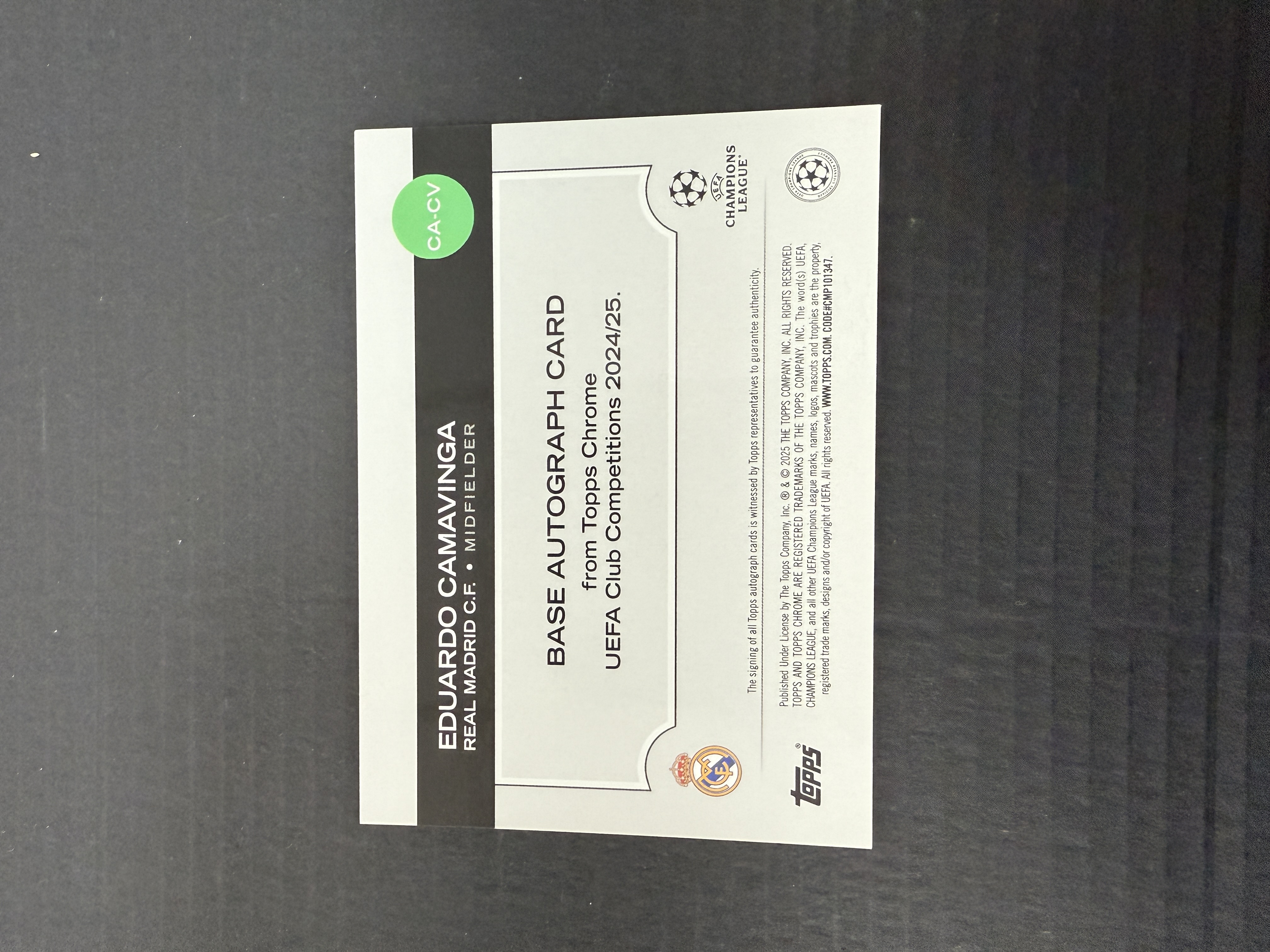 【GOAT山羊拍卖】zh 2024-25赛季 topps chrome欧冠系列 卡马文加 青熔岩折签字 /199 皇马新星 品相如图