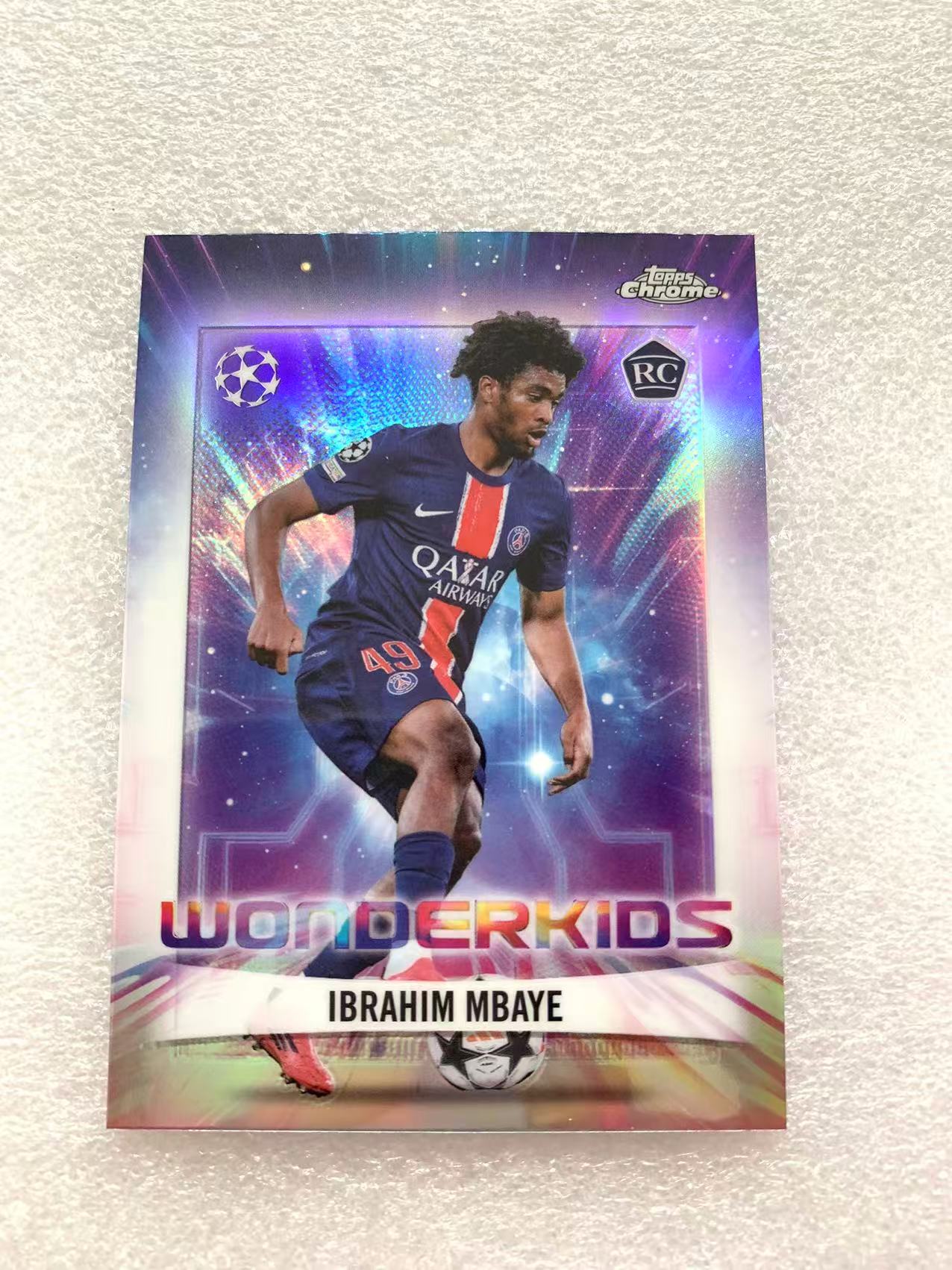 2025 Topps Chrome ibrahim mbaye 大巴黎 新秀RC 姆巴耶 Wonderkids 神奇小妖特卡 银折 欧冠 卡品如图