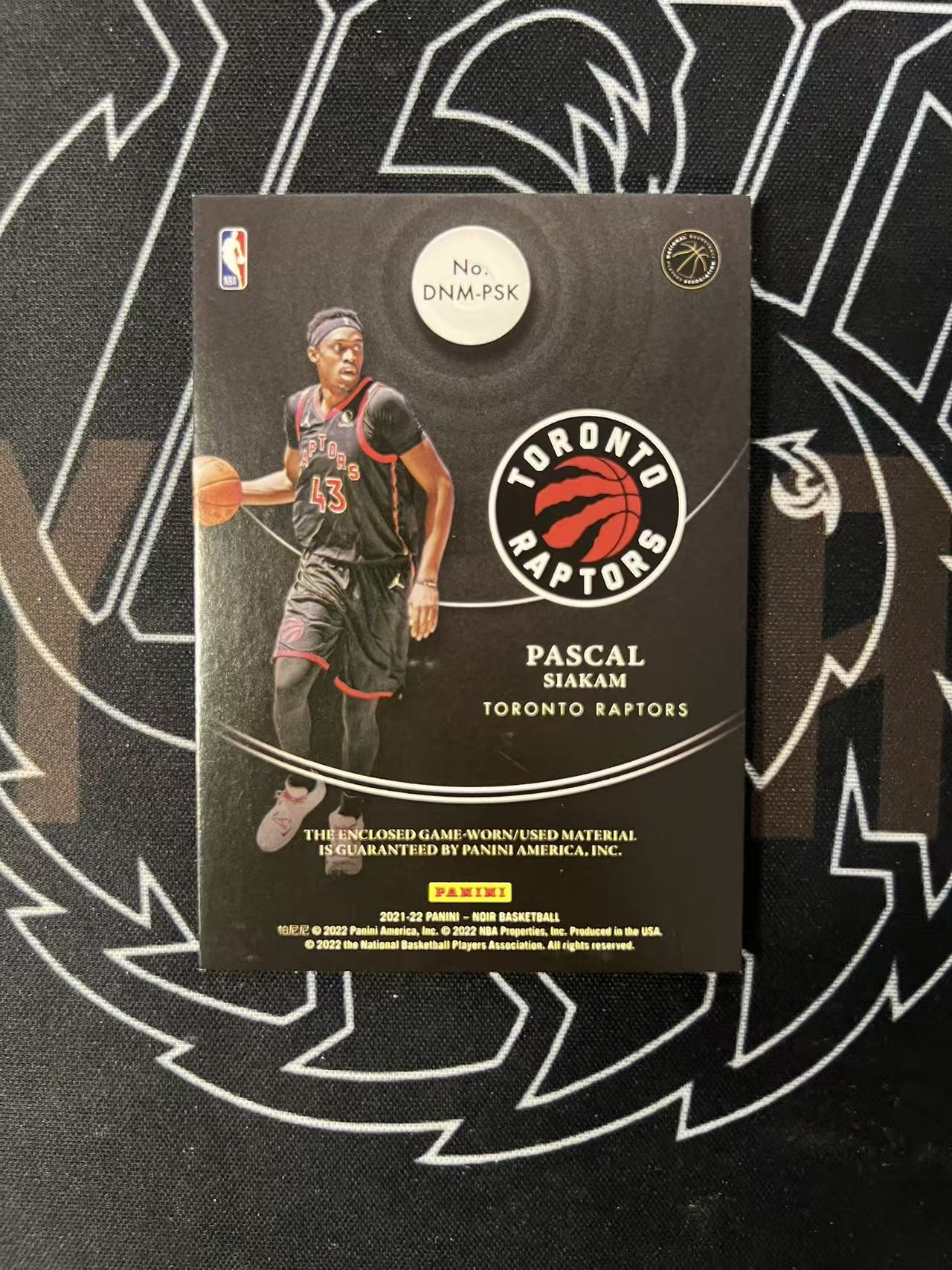 2021-22 Panini Noir Pascal Siakam 【UTF球星卡】fr4 帕斯卡尔 西亚卡姆 猛龙皮 步行者前锋 诺尔 落场物料 75编 通行卡品