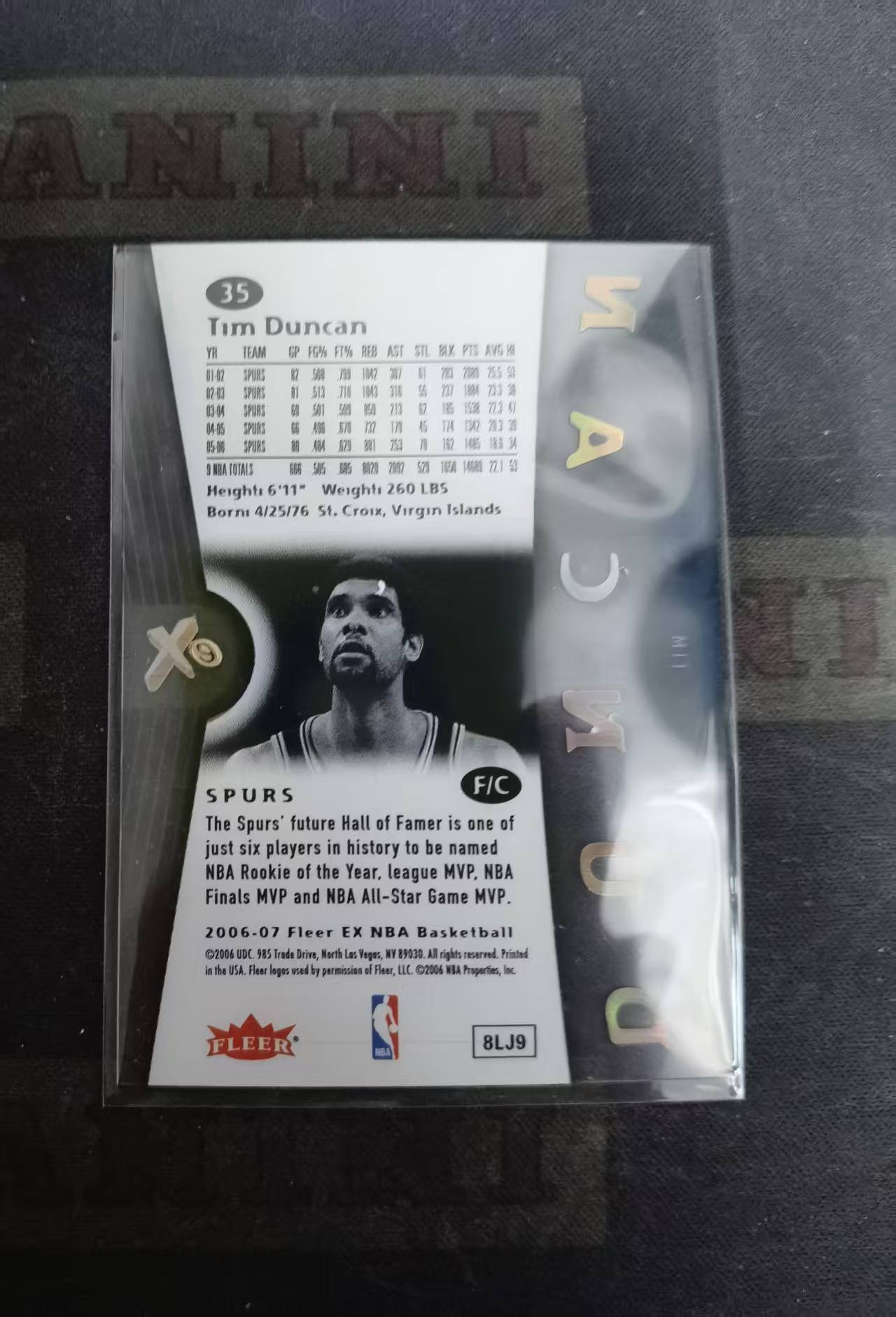 【DLDL拍卖】2006-07 Fleer EX Tm Duncan 邓肯【卡边角表面见图】