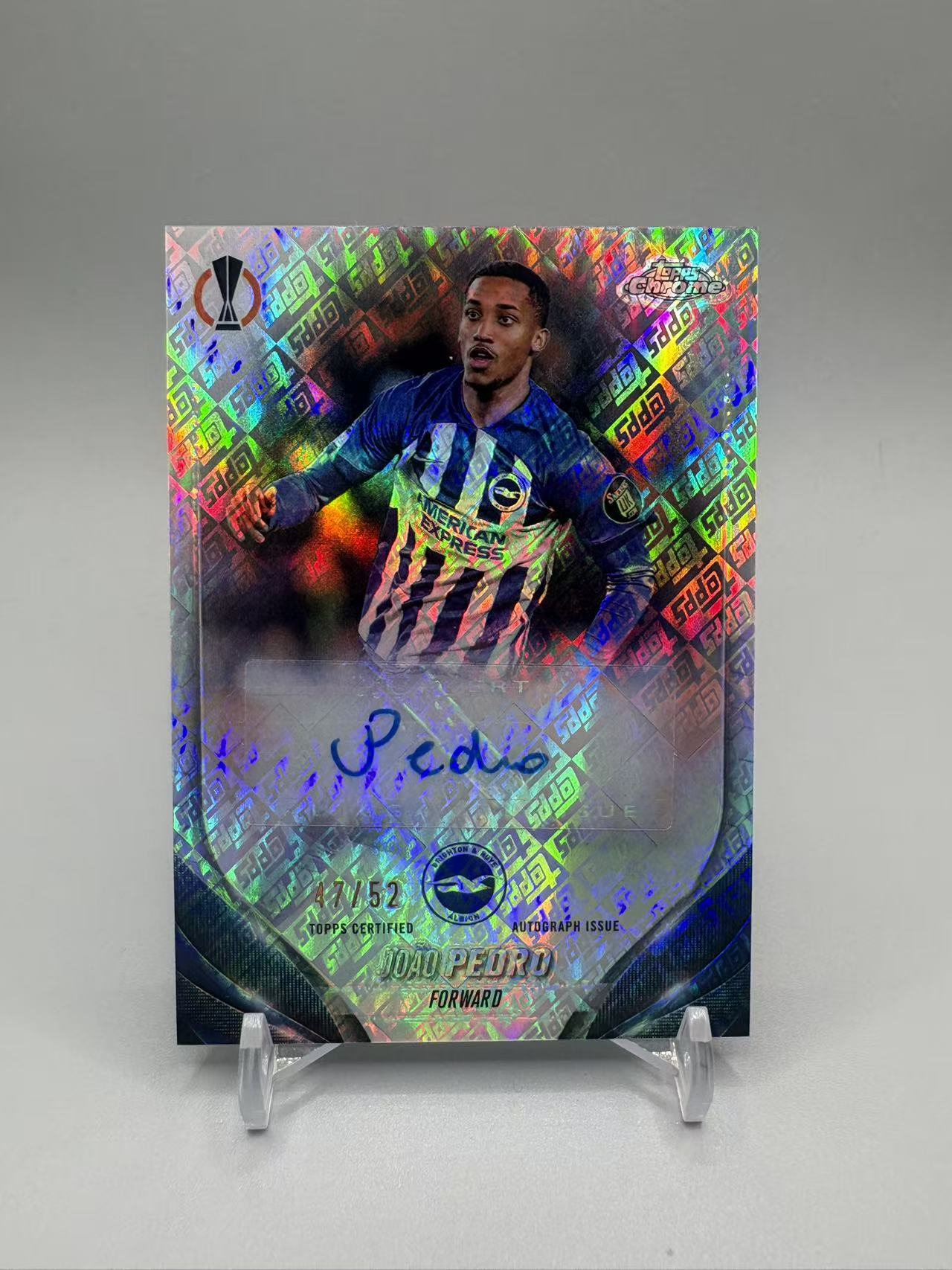 2024 Topps Chrome Joao Pedro 【灰灰代拍】欧战 chrome 若昂 佩德罗 签字 /52编 topps折 布莱顿 切尔西 兜
