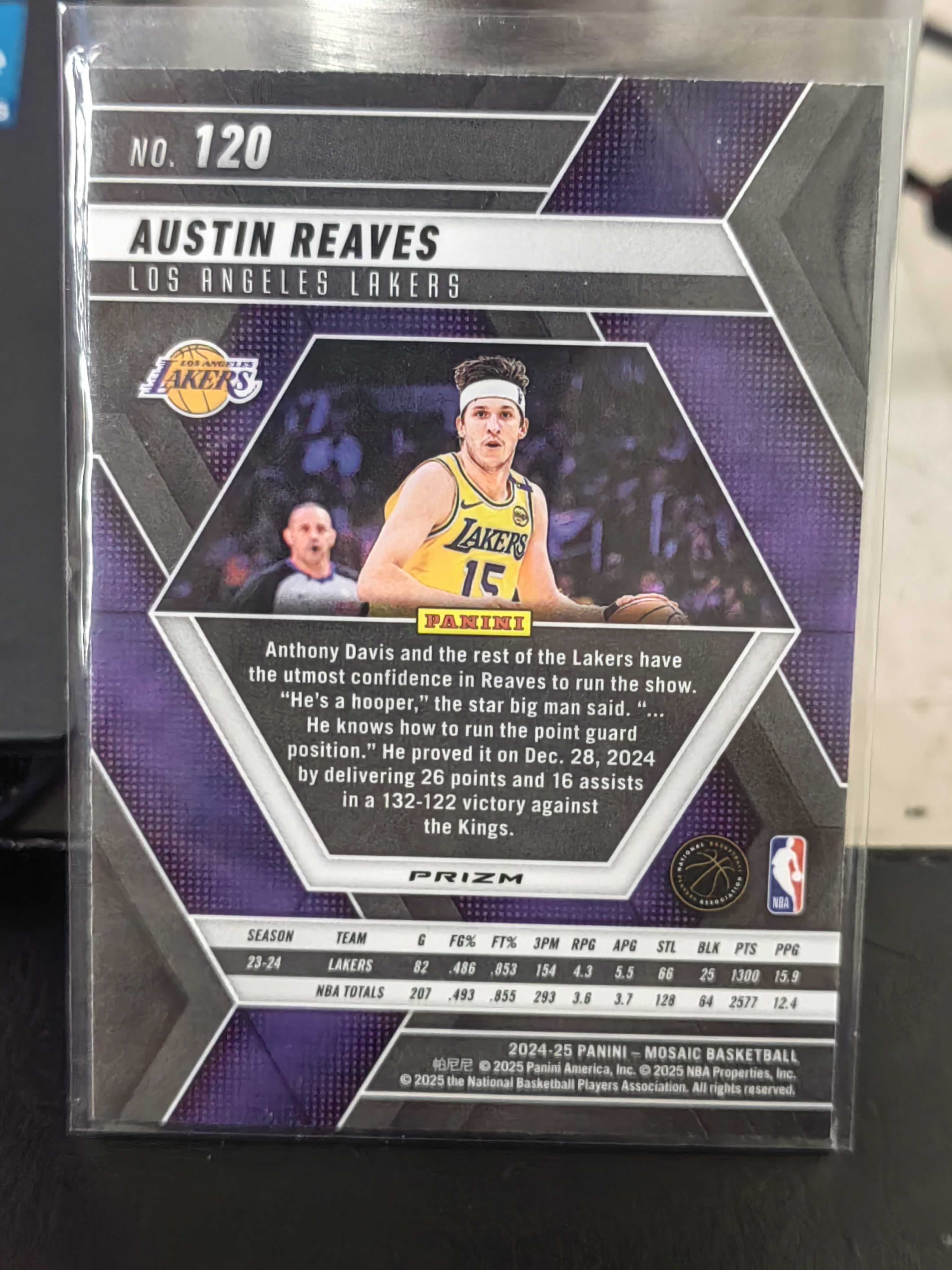 2024-25 Panini Mosaic Austin Reaves 马赛克 奥斯汀 里弗斯 湖人 绿折 绿格子折 篮 白边白角 不保卡品 卡品如图