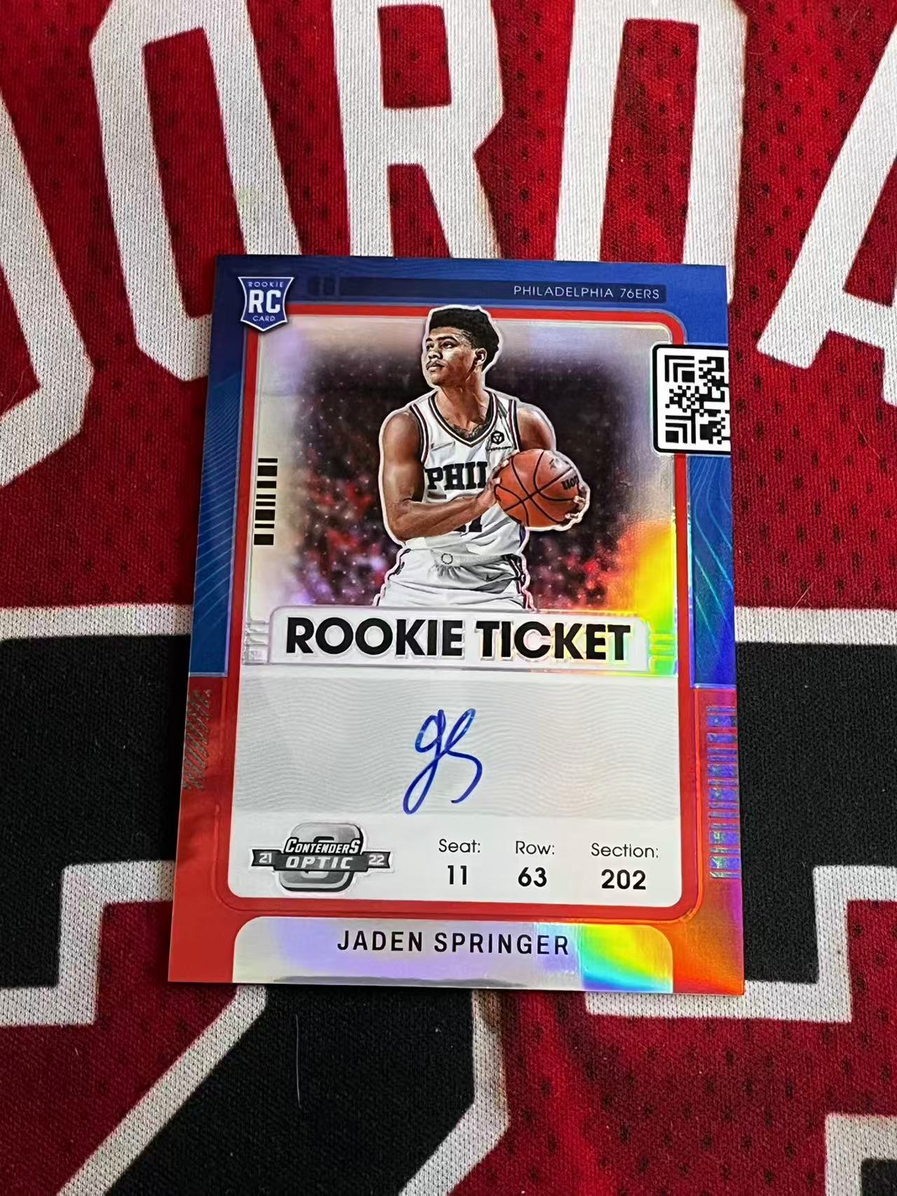 【接寄拍费率低至5%含卡淘手续费】2021-22 PANINI CONTENDERS 球票系列 76人 新秀RC 杰登斯普林格 99编 签字卡 卡签 红折 折射 专收凑套必备【烂臭嘴拍卖】