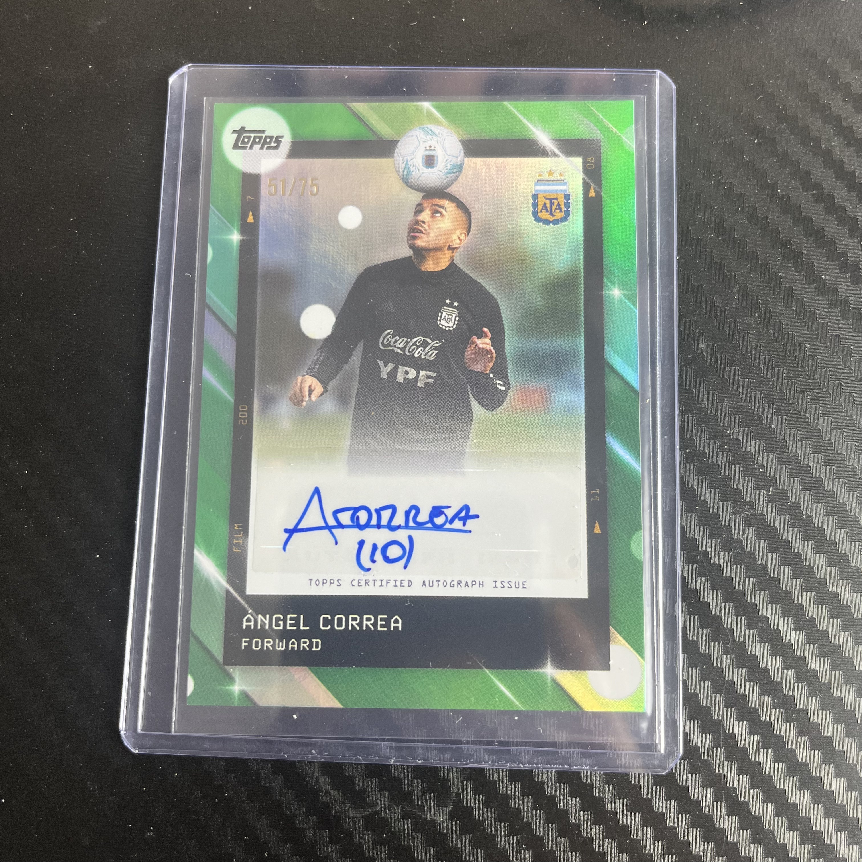 2024-25 Topps Chrome Angel Correa 阿根廷 聚焦 科雷亚 51/75编 绿折 签字 不退不换 不累计 卡品如图 丁满代拍 小杆