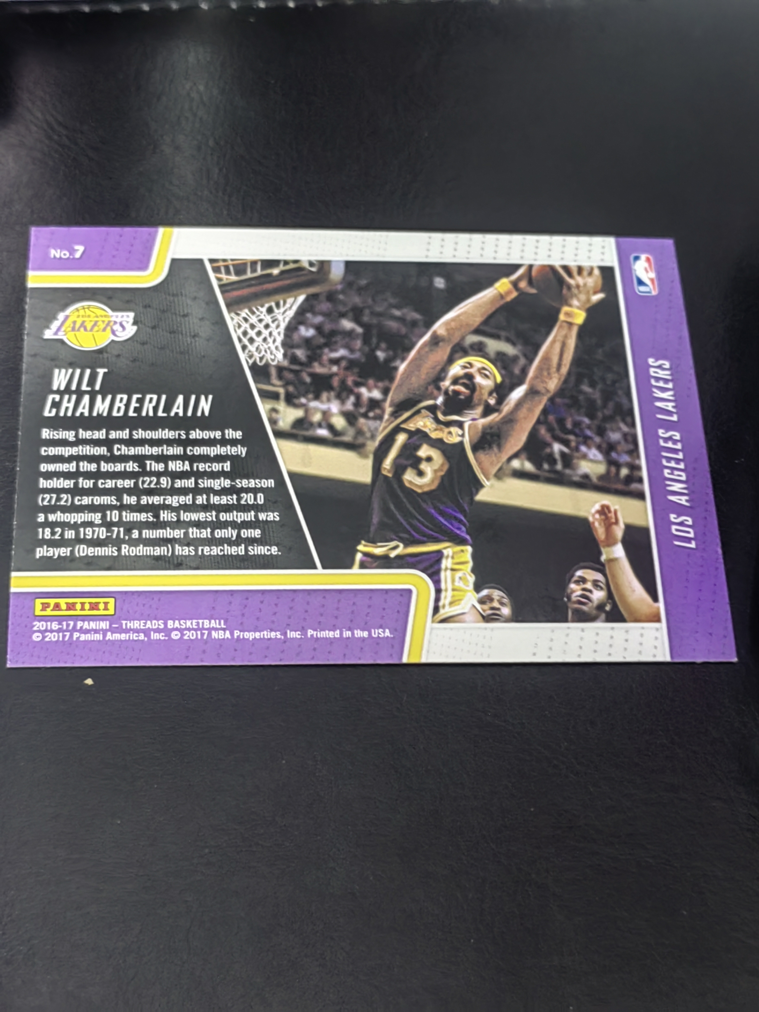 2016-17 Panini Threads Wilt Chamberlain RC 小背心 威尔特 张伯伦 统治力 勇士 76人 湖人 篮 白边白角 不保卡品 卡品如图