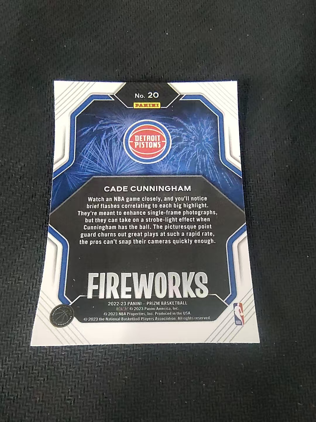 【可合并,不累计】2022-23 Panini Prizm Cade Cunningham 凯德 康宁汉姆 CC 坎宁安 活塞 烟花特卡 PZ 划痕 边角微瑕 介意勿拍 #20