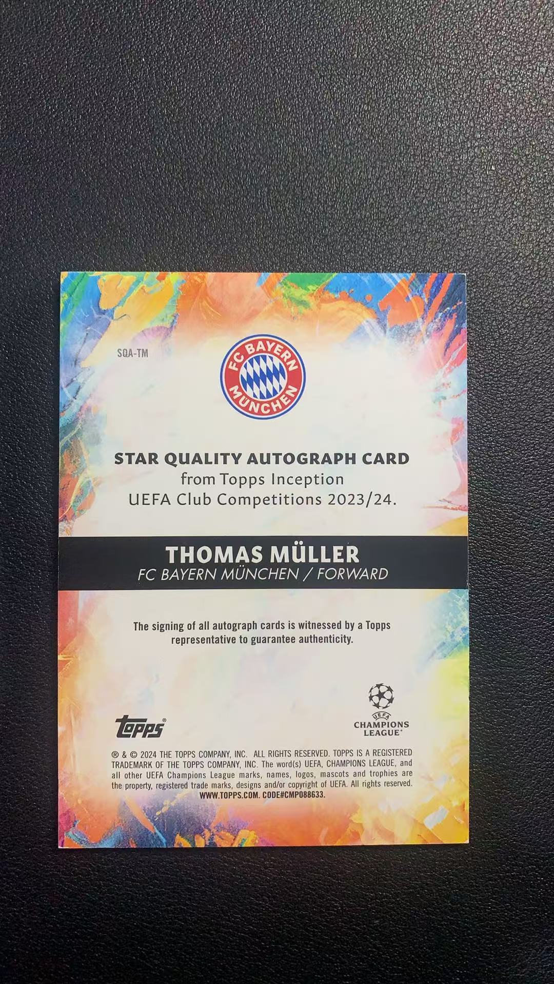 2023-24 Topps Inception Thoms Muller 盗梦空间 穆勒 签字 /25编 紫平行 传奇 拜仁 德国 卡品如图 糍粑