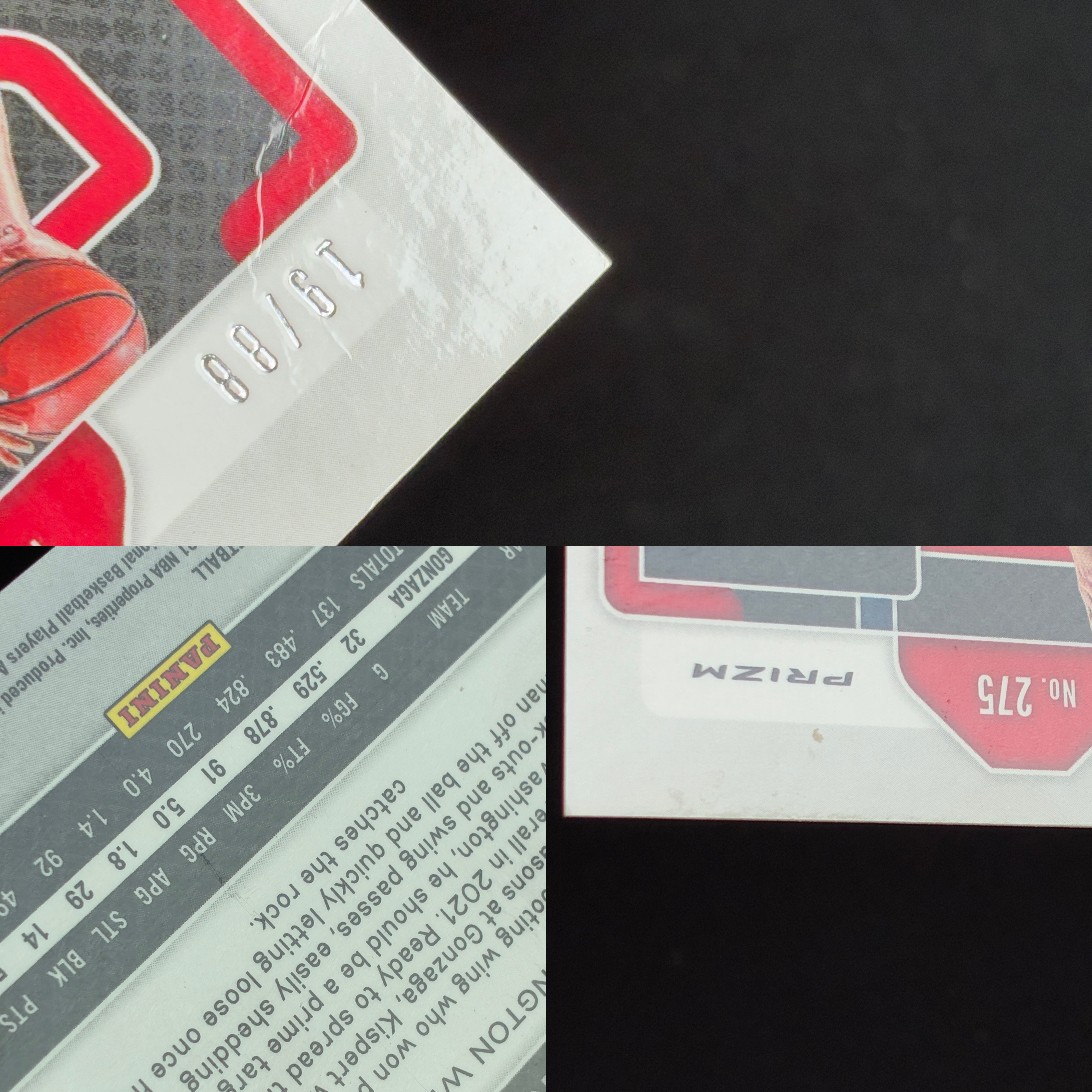 【杰基拍卖】2021-22 Panini Prizm 新秀 基斯珀特 ,德里克怀特 福克斯 泰斯 凯尔登约翰逊 红圈圈折 折射 88编 不保卡品(大D)