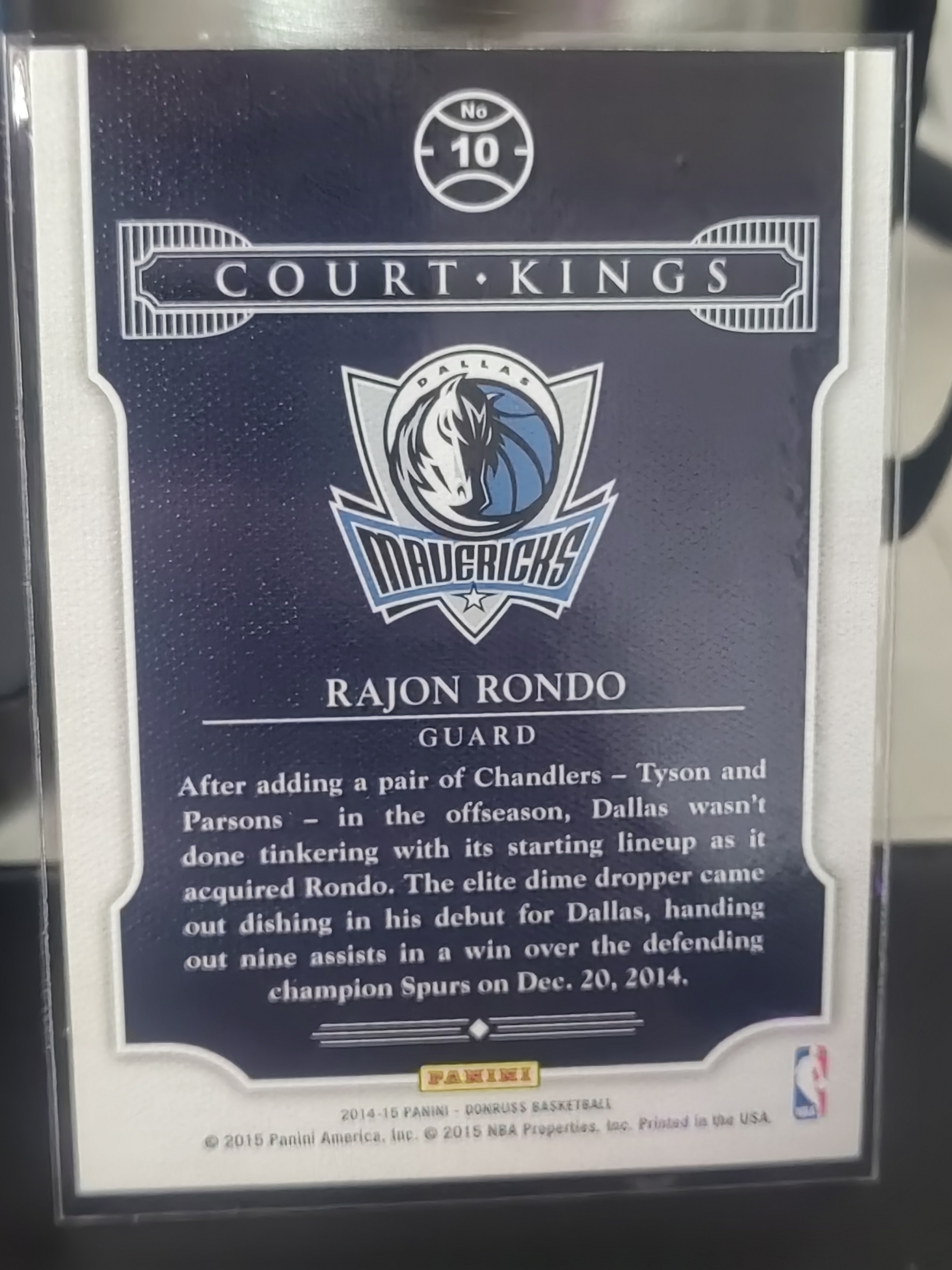 2014-15 Panini Donruss Rajon Rondo 杜蕾斯 拉简朗多 独行侠 COURT KINGS 球场之王 篮 白边白角 不保卡品 卡品如图