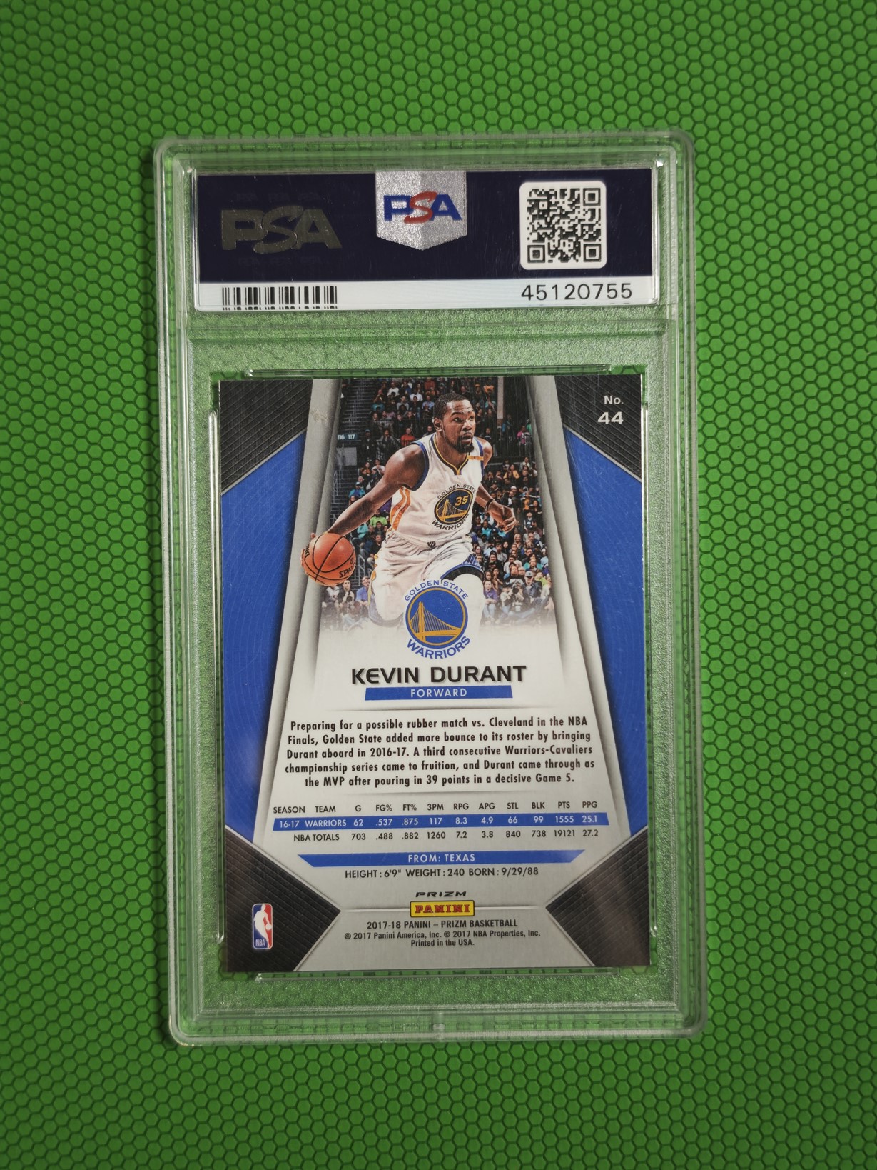 2017-18 Panini Prizm Kevin Durant 勇士 火箭 凯文杜兰特 巅峰KD 死神无双 经典pz银折 psa10 非常适合凑套