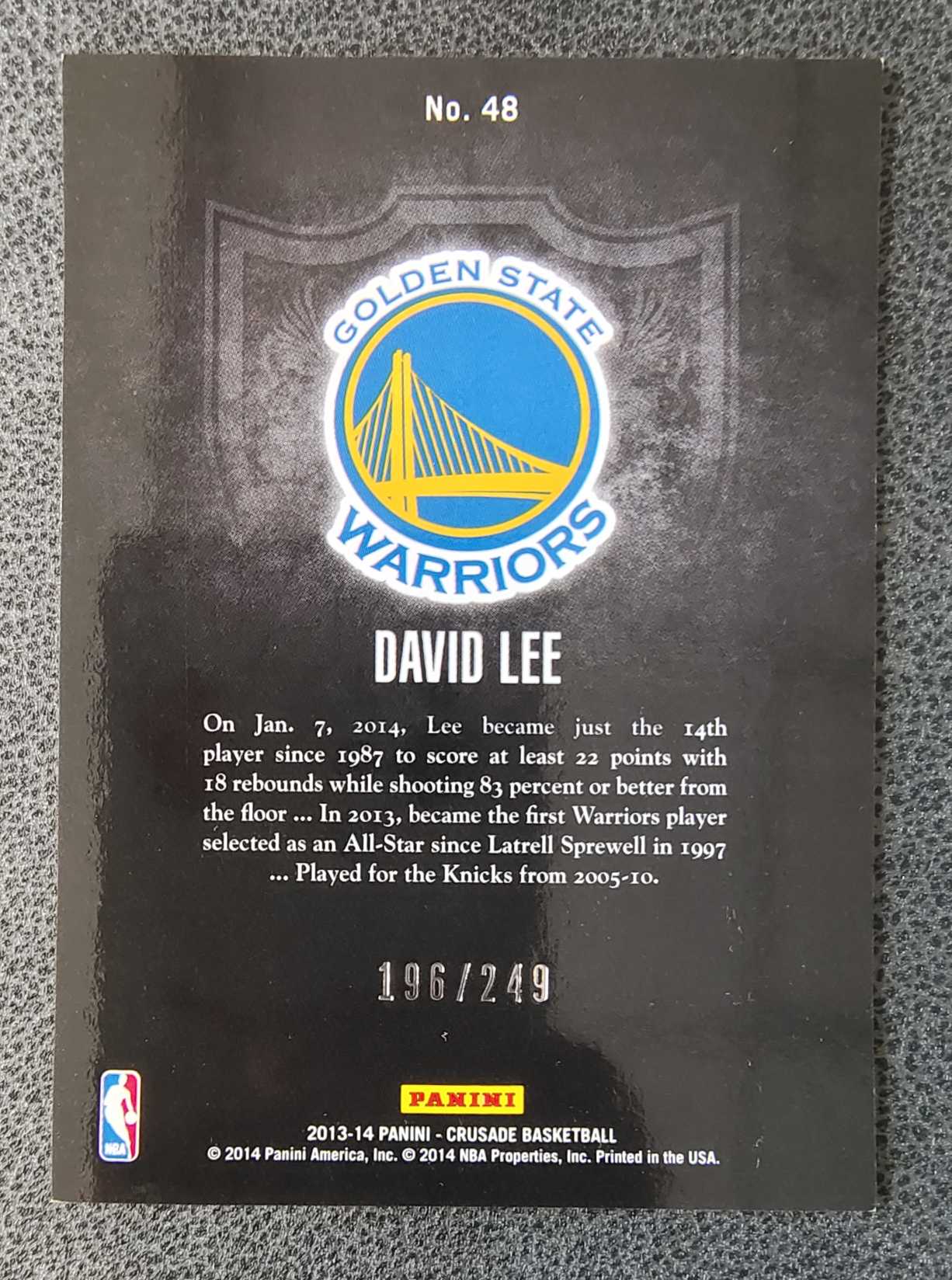2013-14 Panini Crusade David Lee 金州 勇士队 大卫 李 十字军 青折 196/249