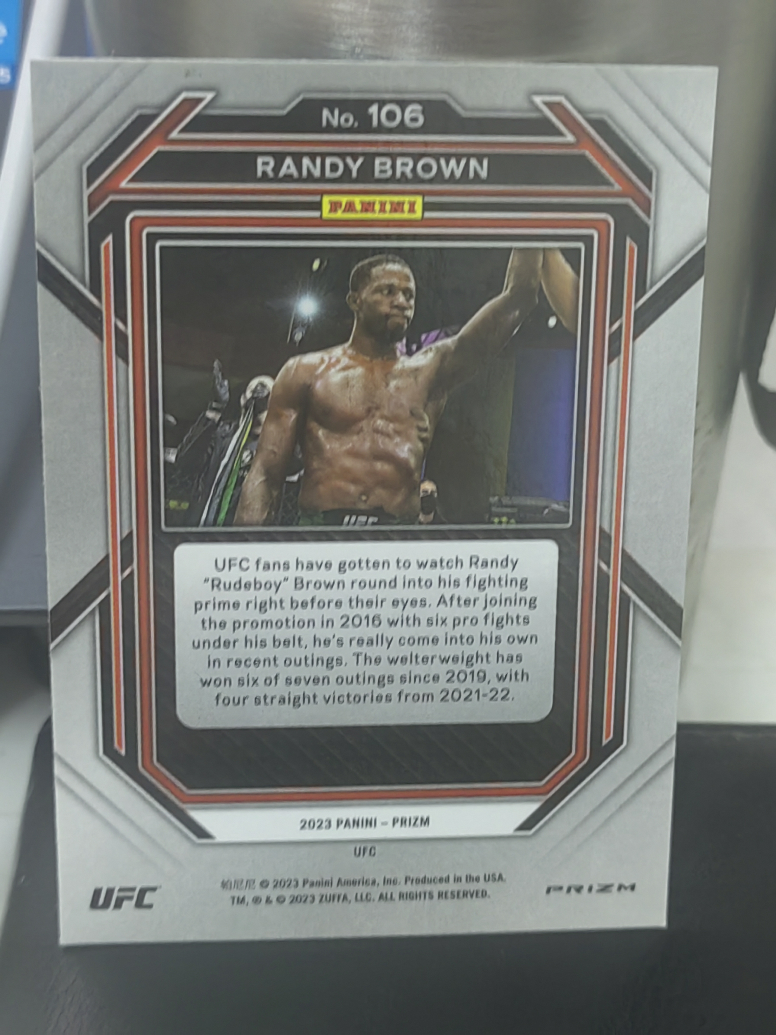2023 Panini Prizm Randy Brown RC PZ 泡泡折 新秀 兰迪·布朗 次中量级 格斗 白边白角 不保卡品 卡品如图