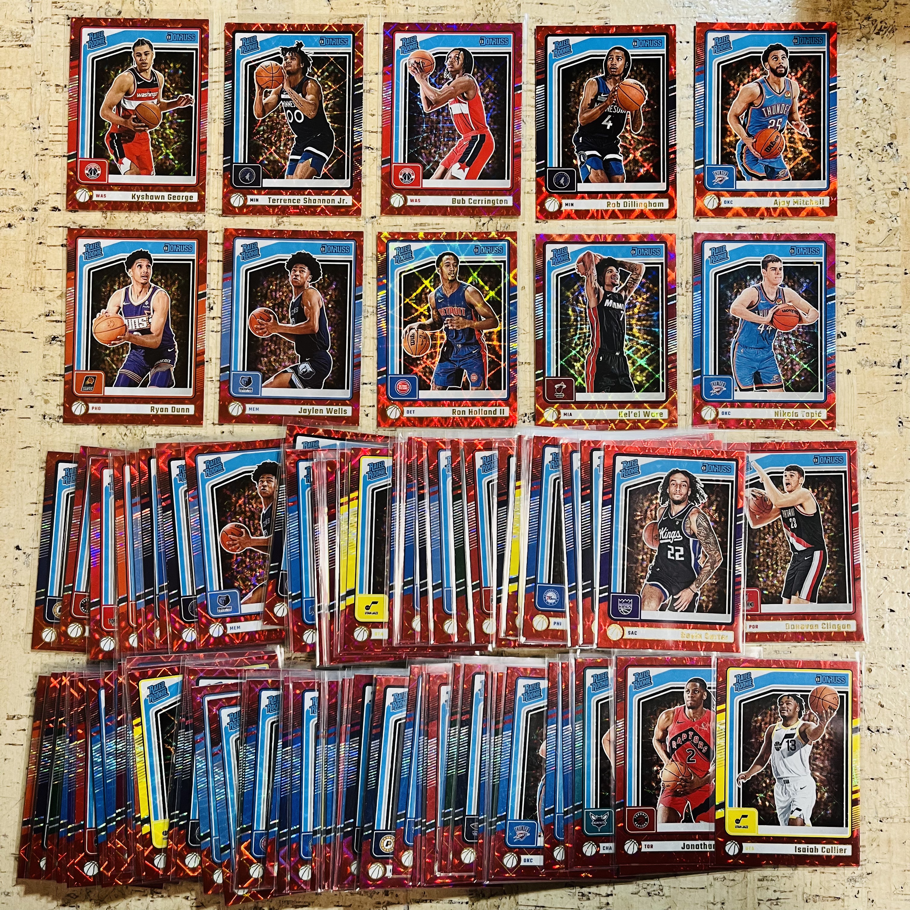 2024-25 Panini Donruss Ajay Mitchell RC 新秀 红网格折 钻石折 100张大打包 杜蕾斯 凯肖恩 乔治 米切尔 投资必备 此标有膜无夹【小卡迷拍卖 可累积半年】