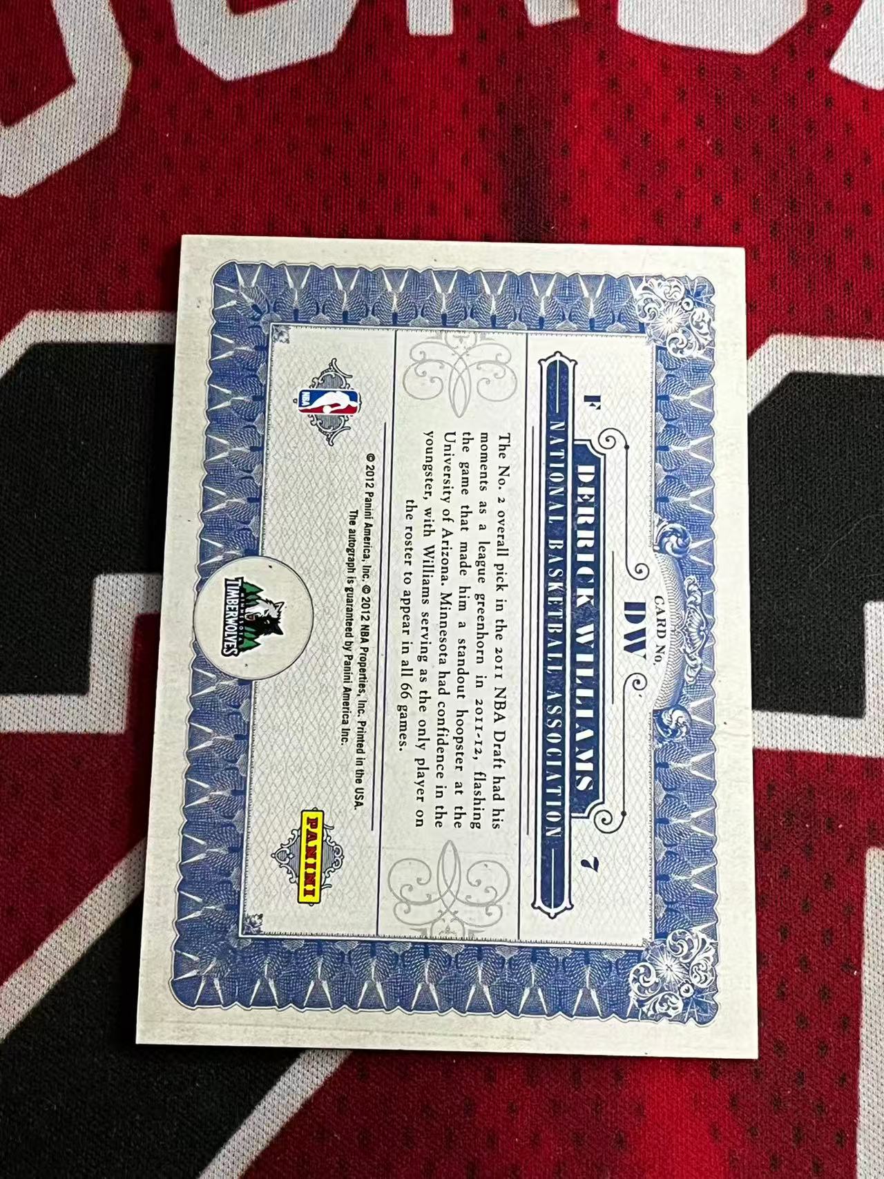 【接寄拍】2011-12 PANINI GOLD STANDARD 金砖系列 森林狼 德里克威廉姆斯 签字卡 卡签 银折 折射 专收凑套必备【烂臭嘴拍卖】