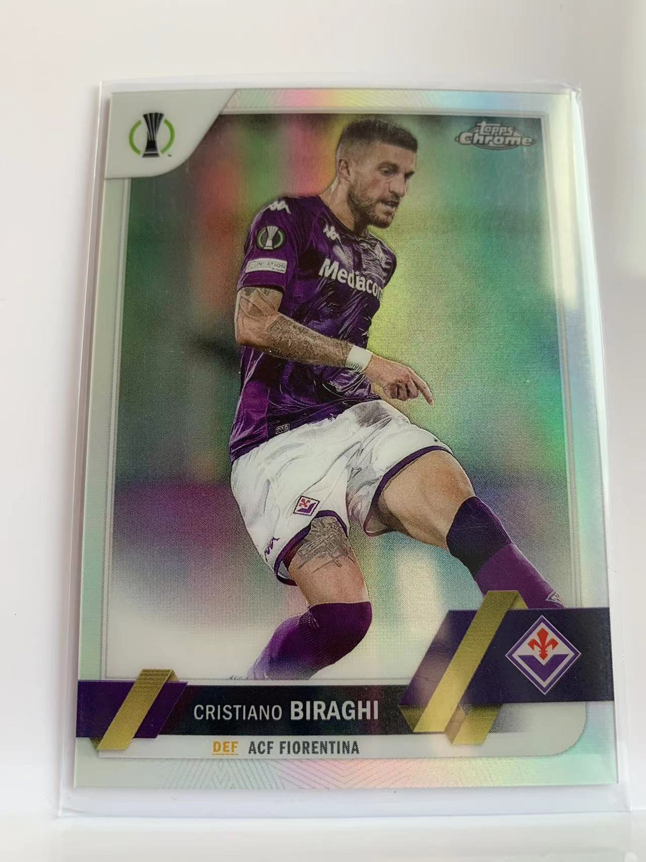 2023 Topps Chrome Cristiano Biraghi 欧冠  佛罗伦萨 比拉吉  银折 卡品如图 C030A