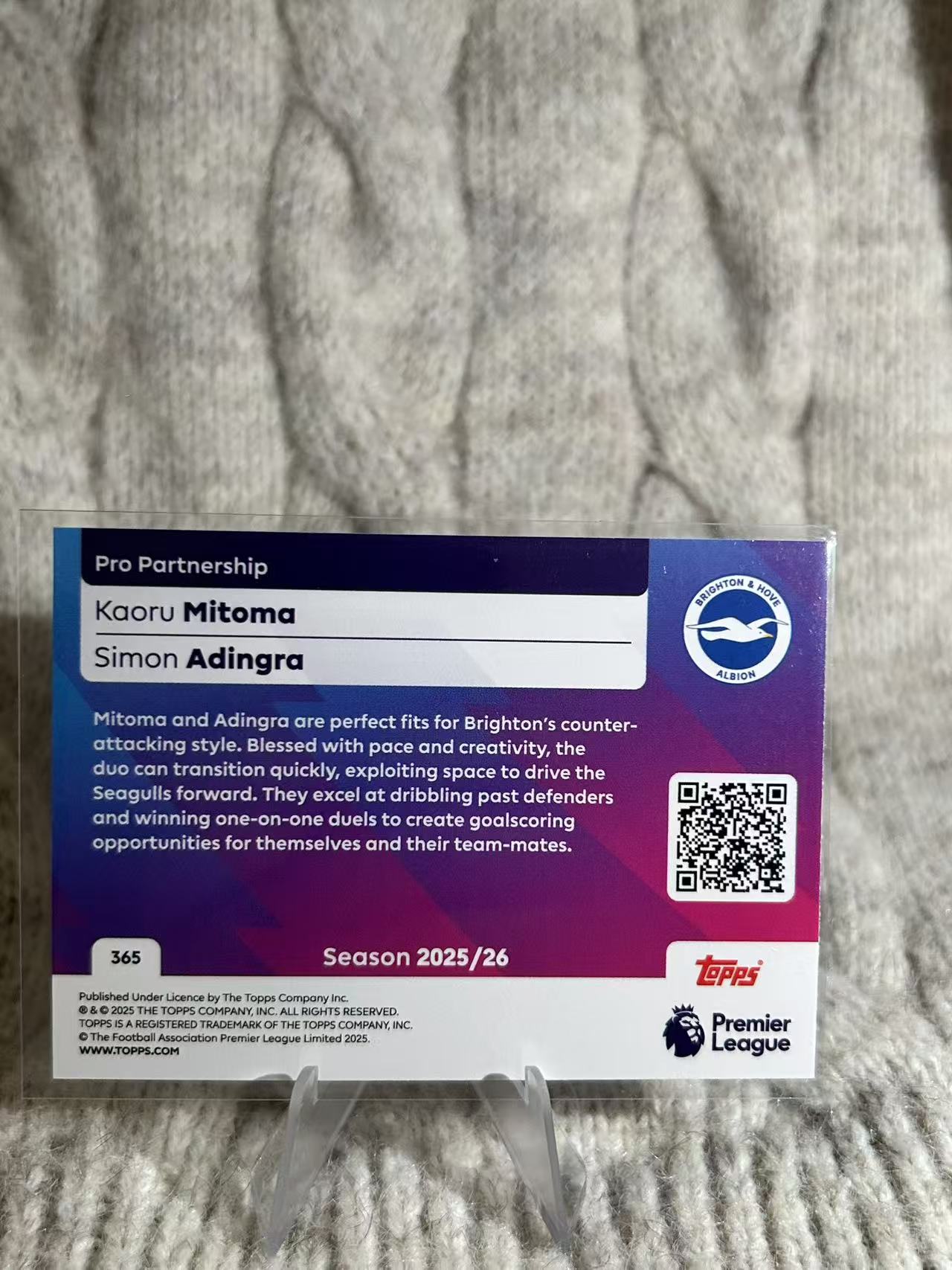 2025-26 Topps Pro Partnership Kaoru Mitoma / Simon Adingra 英超 Pro Partnership 双人搭档特卡 三占薰 / 阿丁格拉 布莱顿
