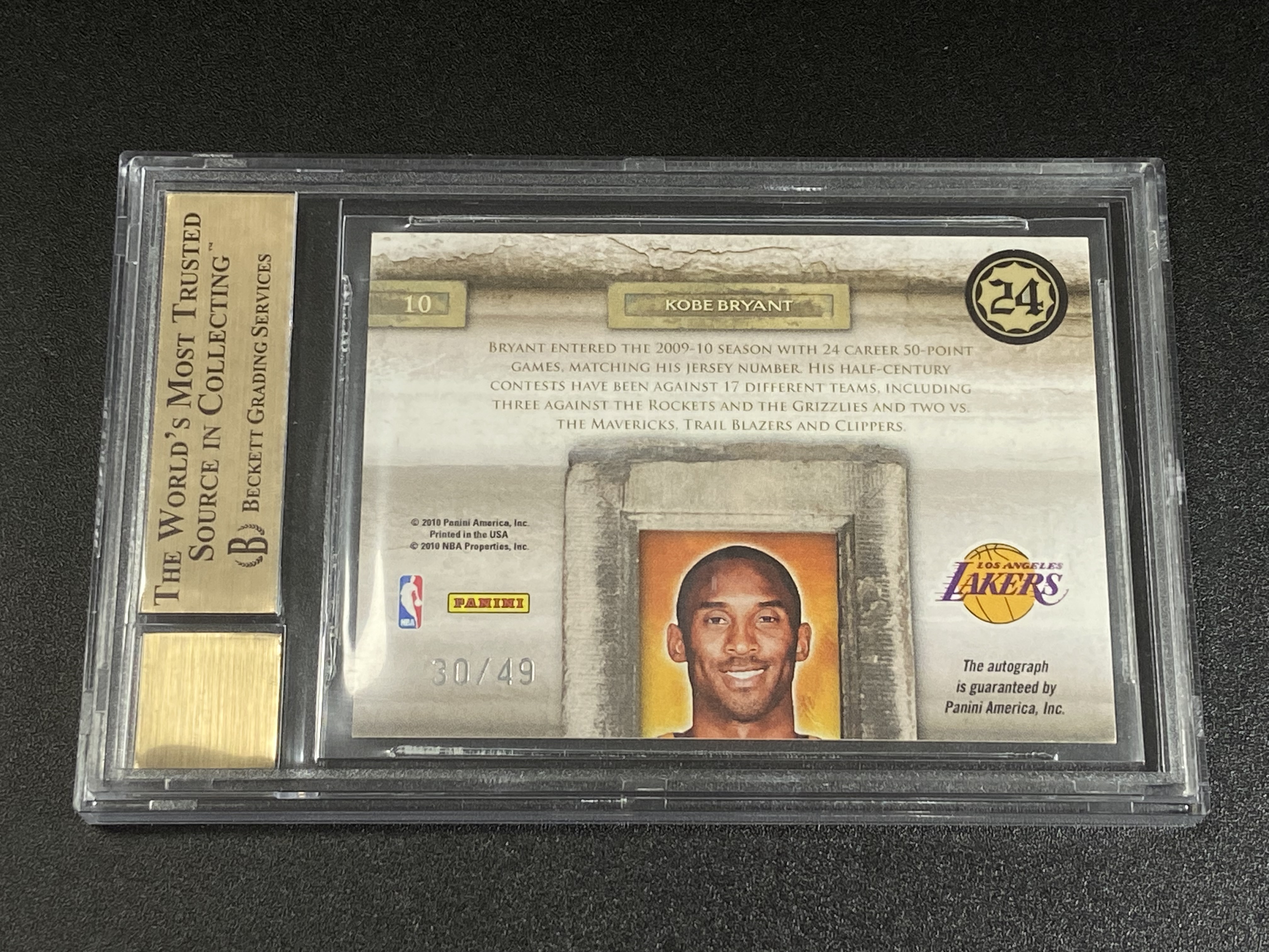 【喷子拍卖】2009 10 Panini Court Kings Kobe Bryant 油画系列 洛杉矶湖人 科比 布莱恩特 49编 签字 黑笔 卡签 Bgs金标9510 元年超有价 0540