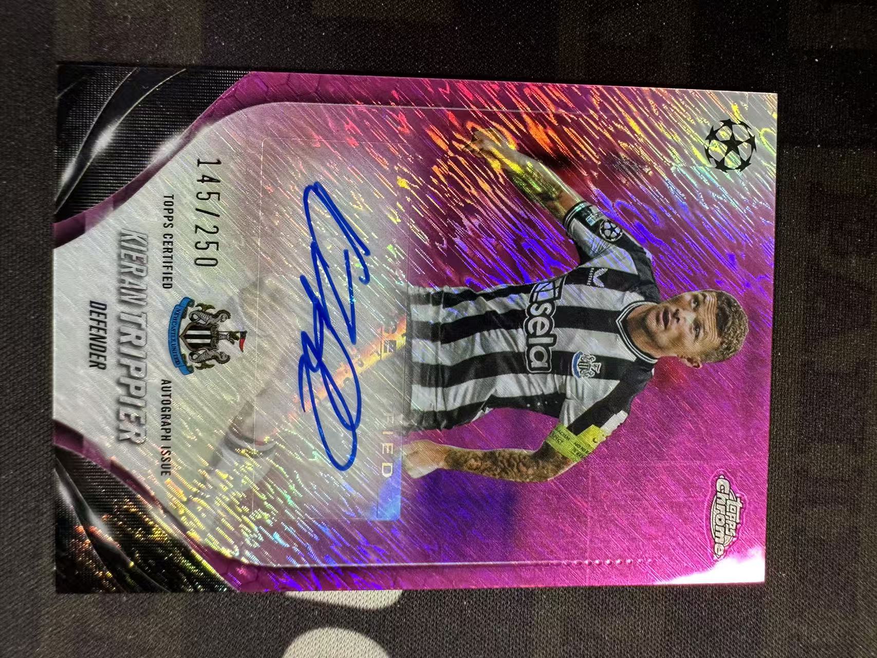 2024 Topps Chrome Kieran Trippier #CA-KT 欧冠 纽卡斯尔 特里皮尔 签字 粉shimmer折 250编