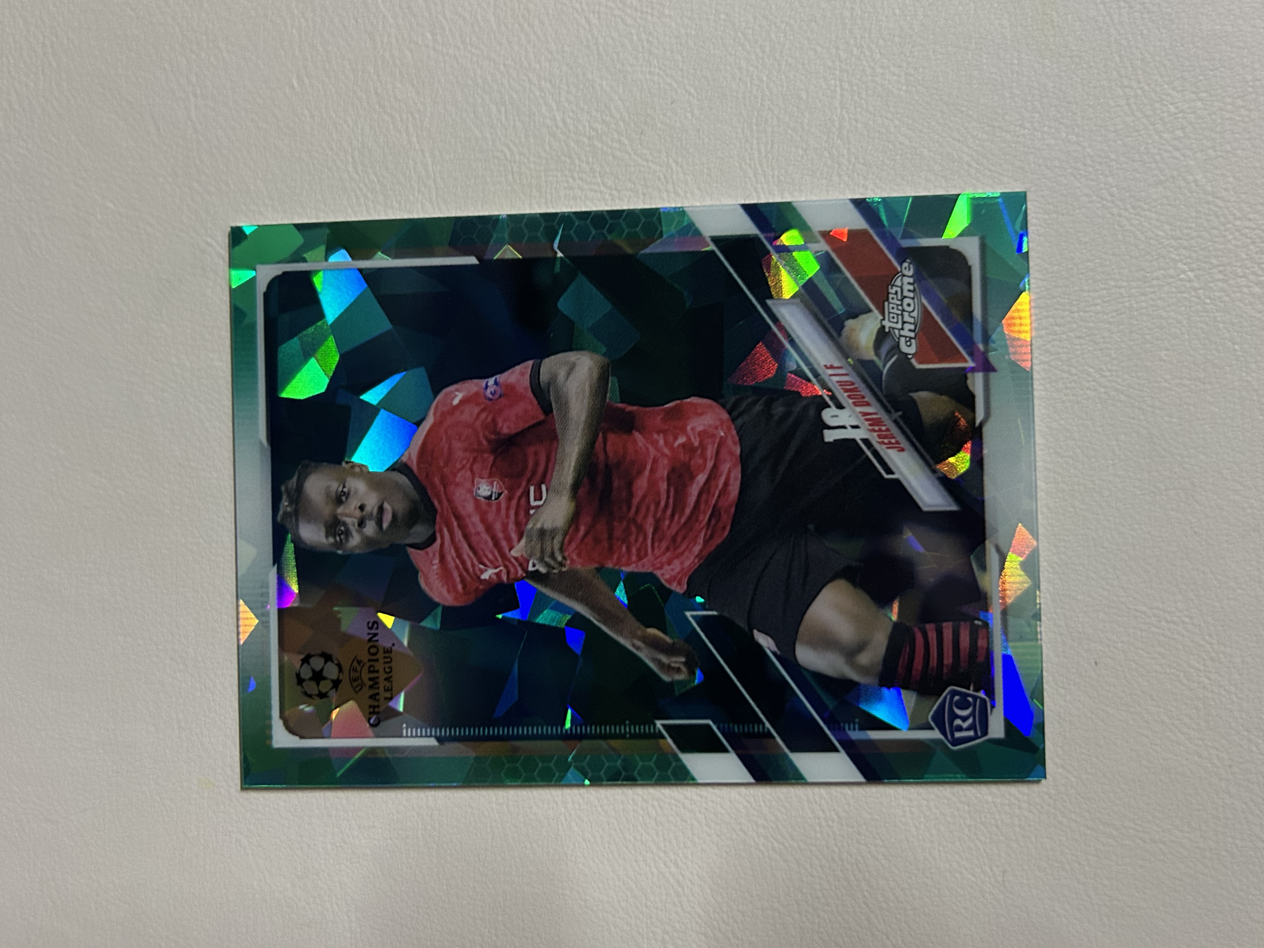 2021 Topps Chrome Jeremy Doku 【西北拍卖】topps欧冠蓝宝石 多库 RC新秀 114/150编青碎冰折 曼城 雷恩 状态火热 稀有新秀年