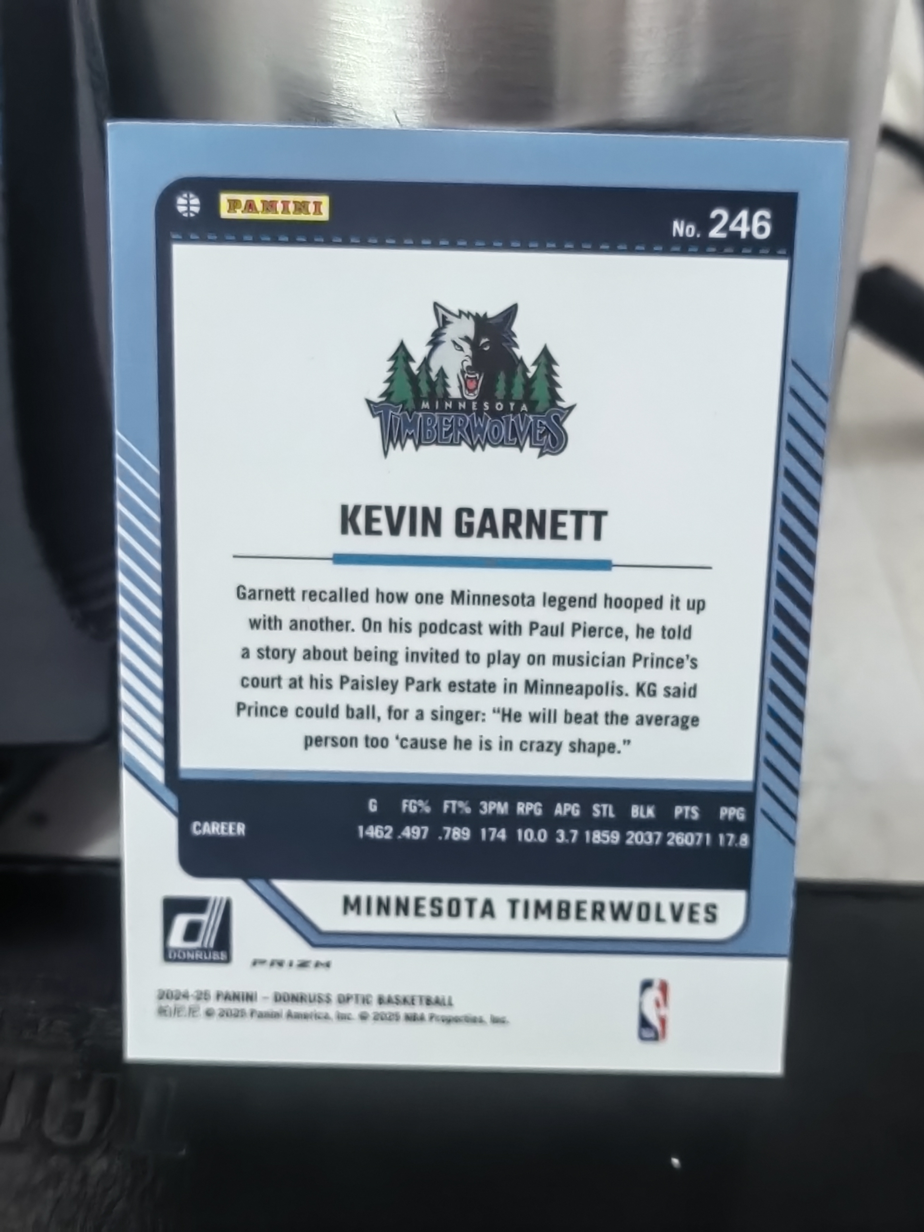 2024-25 Panini Donruss Optic Kevin Garnett 杜蕾斯OP 凯文 加内特 狼王 森林狼 紫折 篮 白边白角 不保卡品 卡品如图