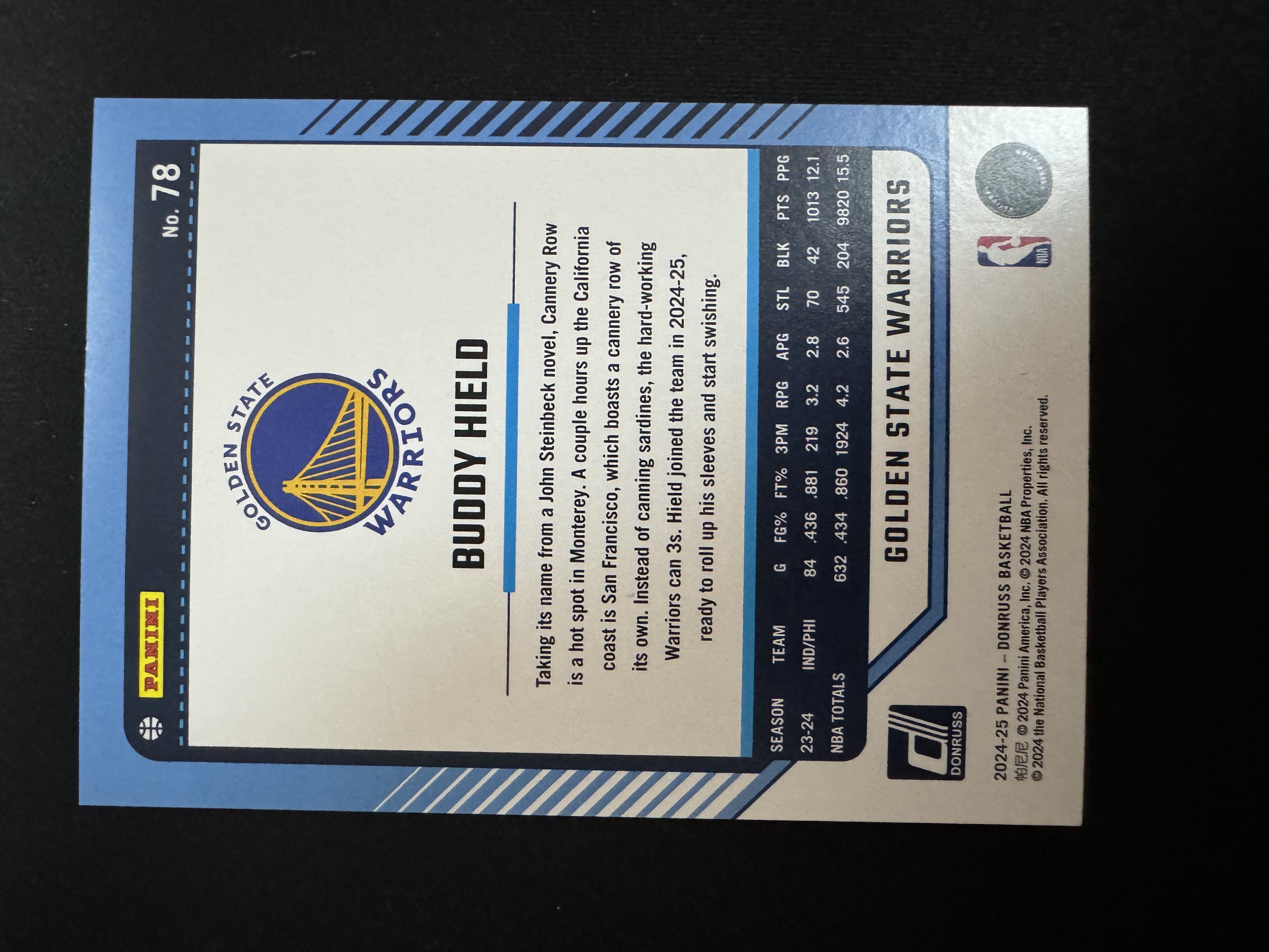 2024-25 Panini Donruss Buddy Hield 巴迪希尔德 149编 银折 佛光折 勇士 折射 如图 介意勿拍 兵哥